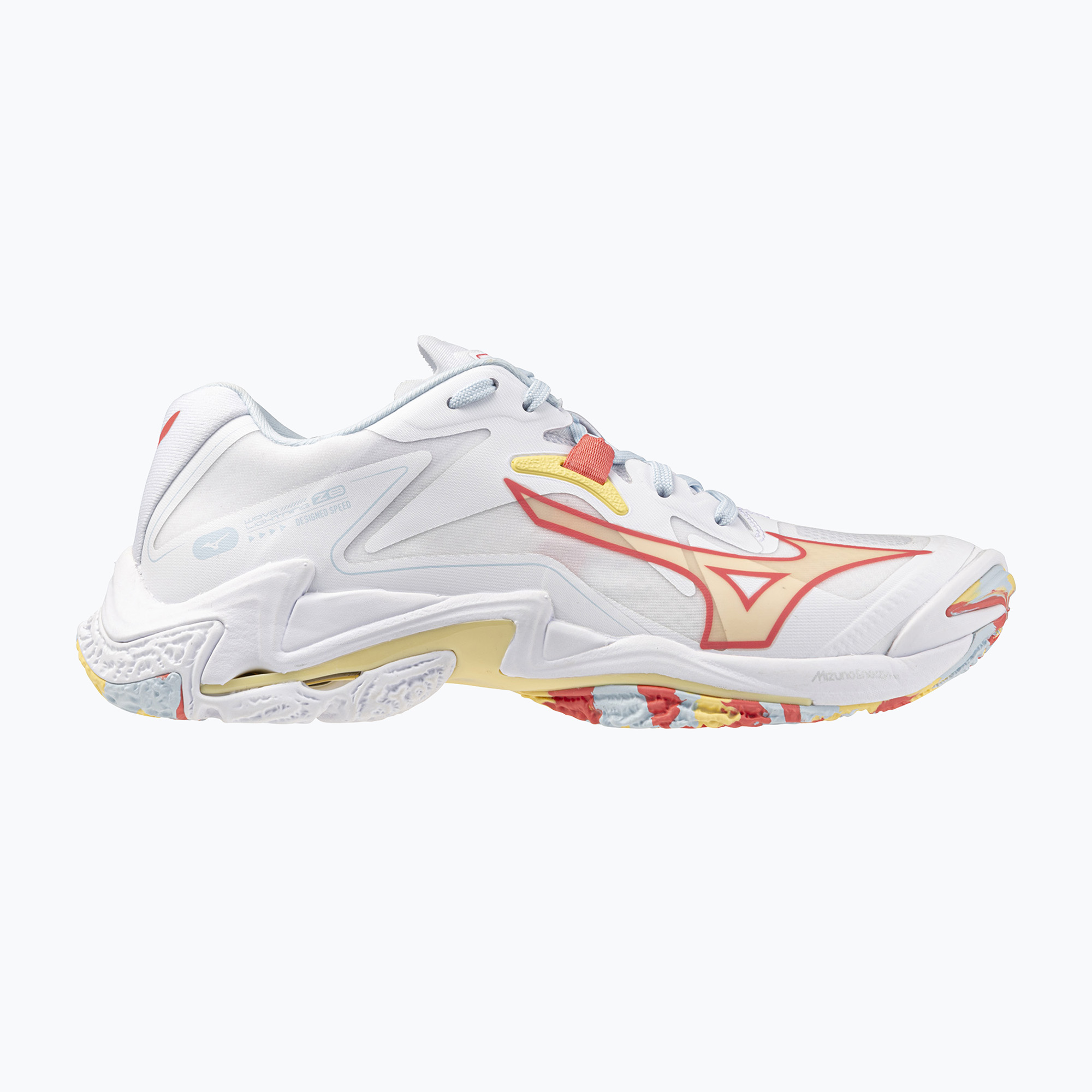 Buty do siatkówki damskie Mizuno Wave Lightning Z8 white/calypso coral/pale banan 