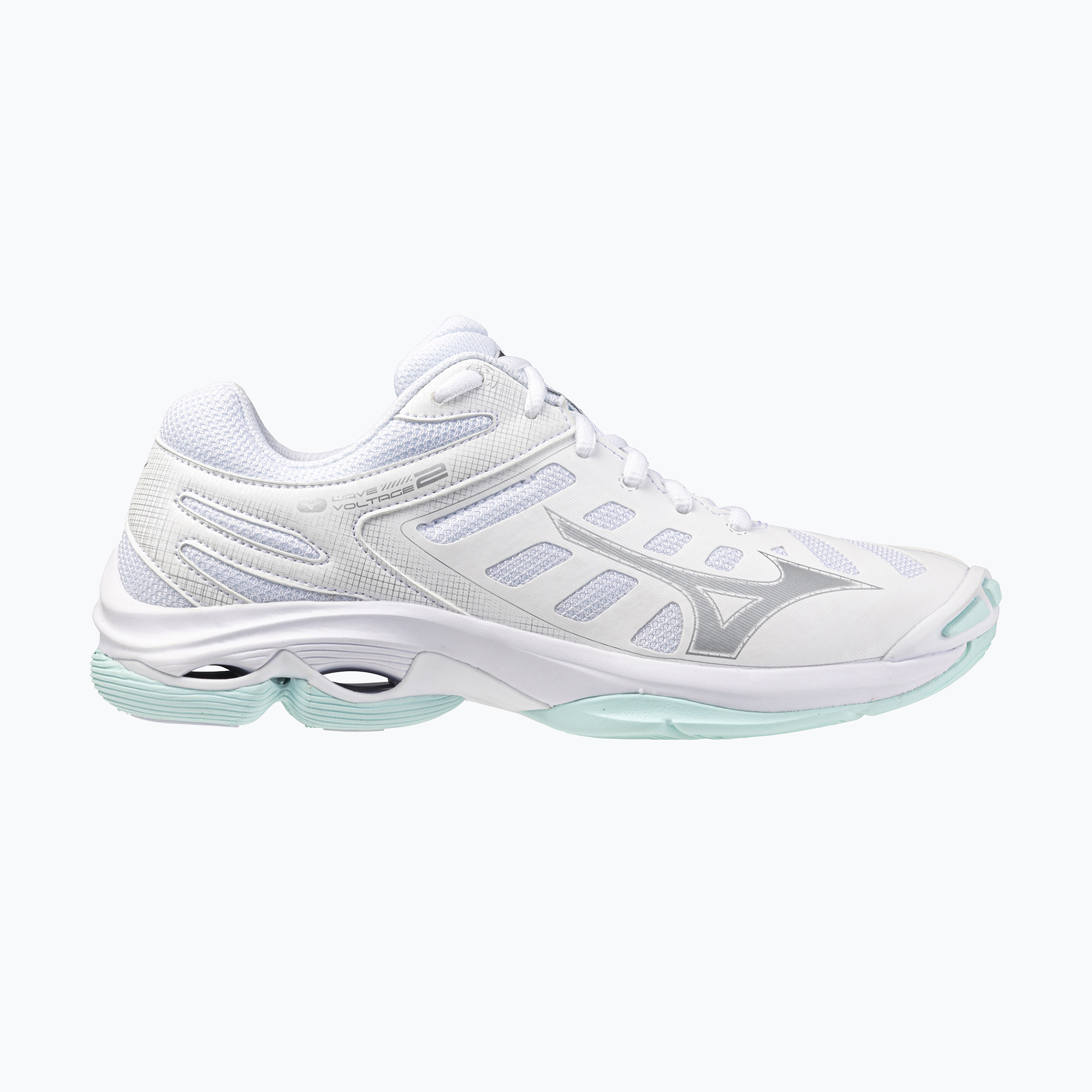Buty do siatkówki damskie Mizuno Wave Voltage 2 white/blue tint