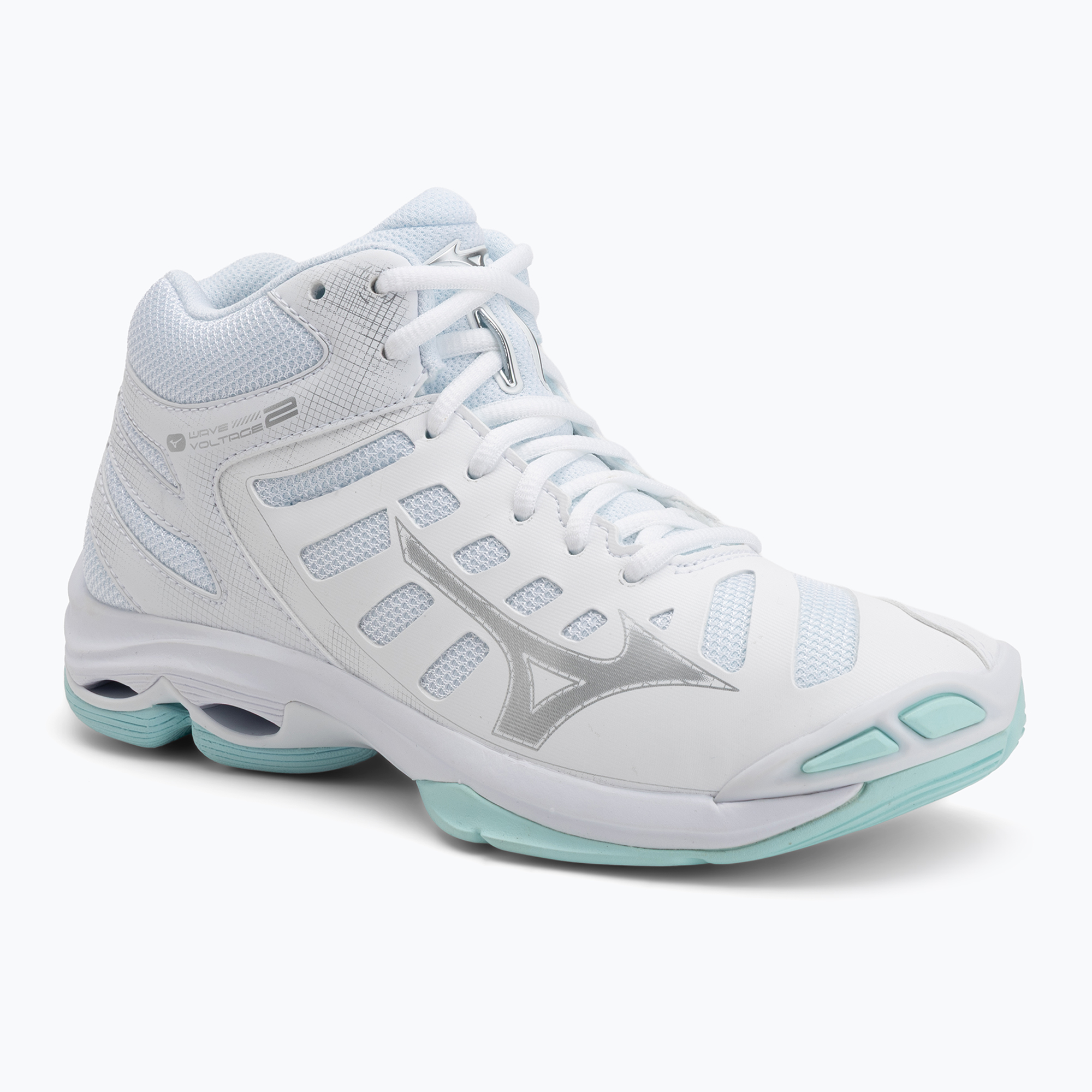Buty do siatkówki damskie Mizuno Wave Voltage 2 Mid white/blue tint 