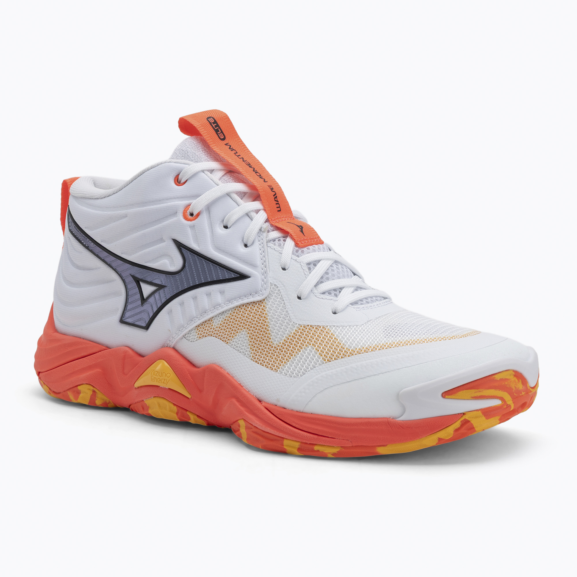 Buty do siatkówki Mizuno Wave Momentum Elite Mid white/fiery coral 2/citrus 