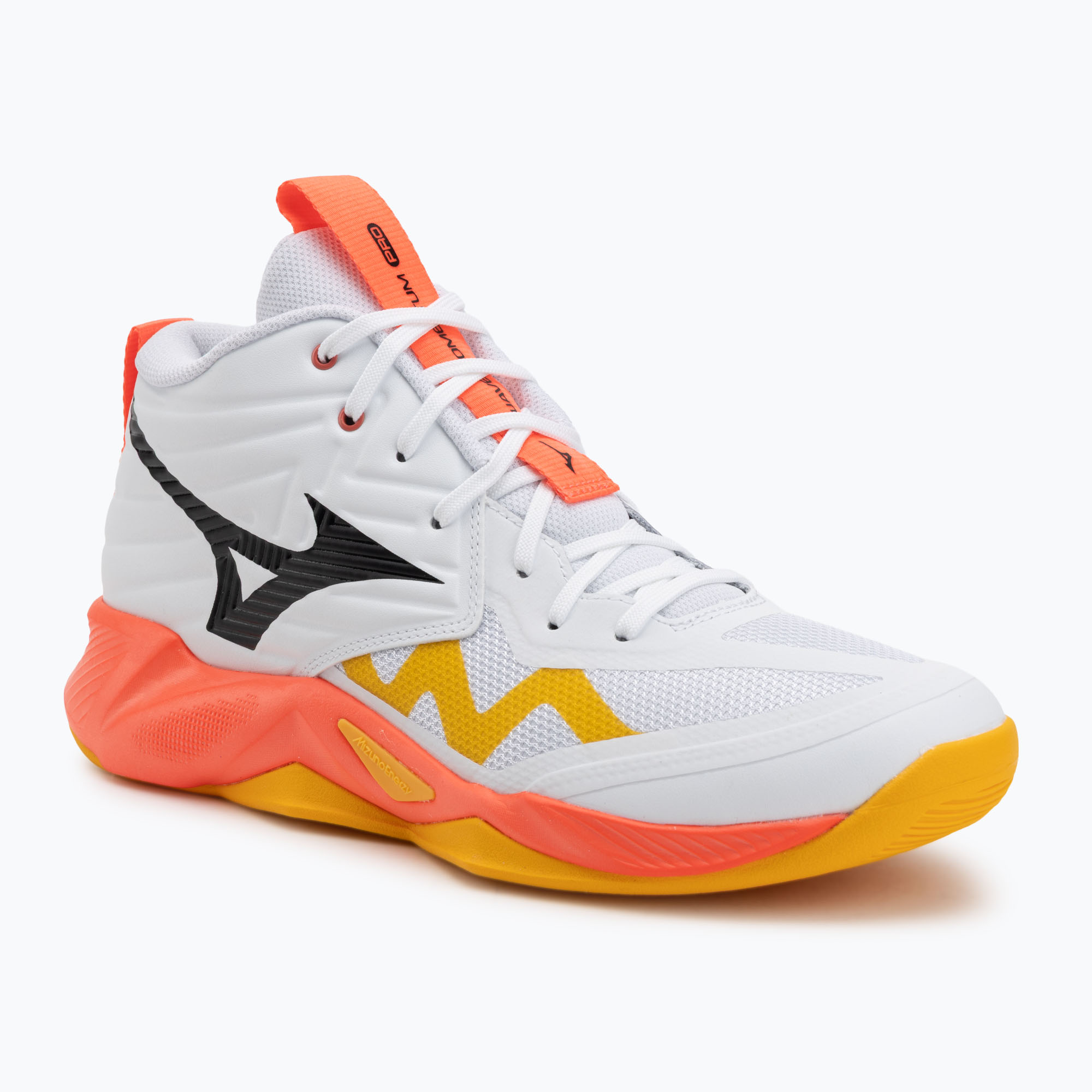 Buty do siatkówki Mizuno Wave Momentum Pro Mid white/fiery coral 2/citrus