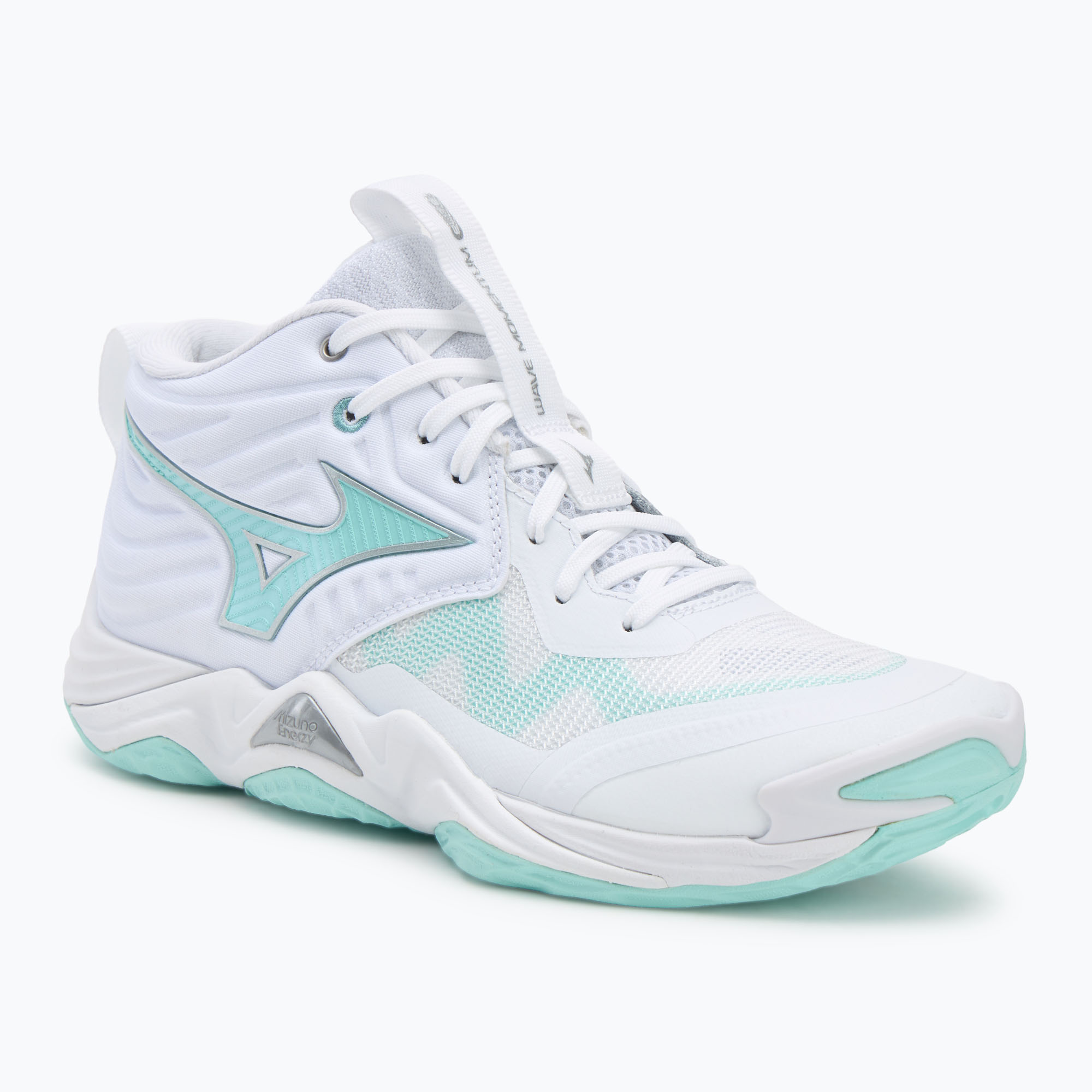Buty do siatkówki damskie  Mizuno Wave Momentum Elite Mid white/blue tint 