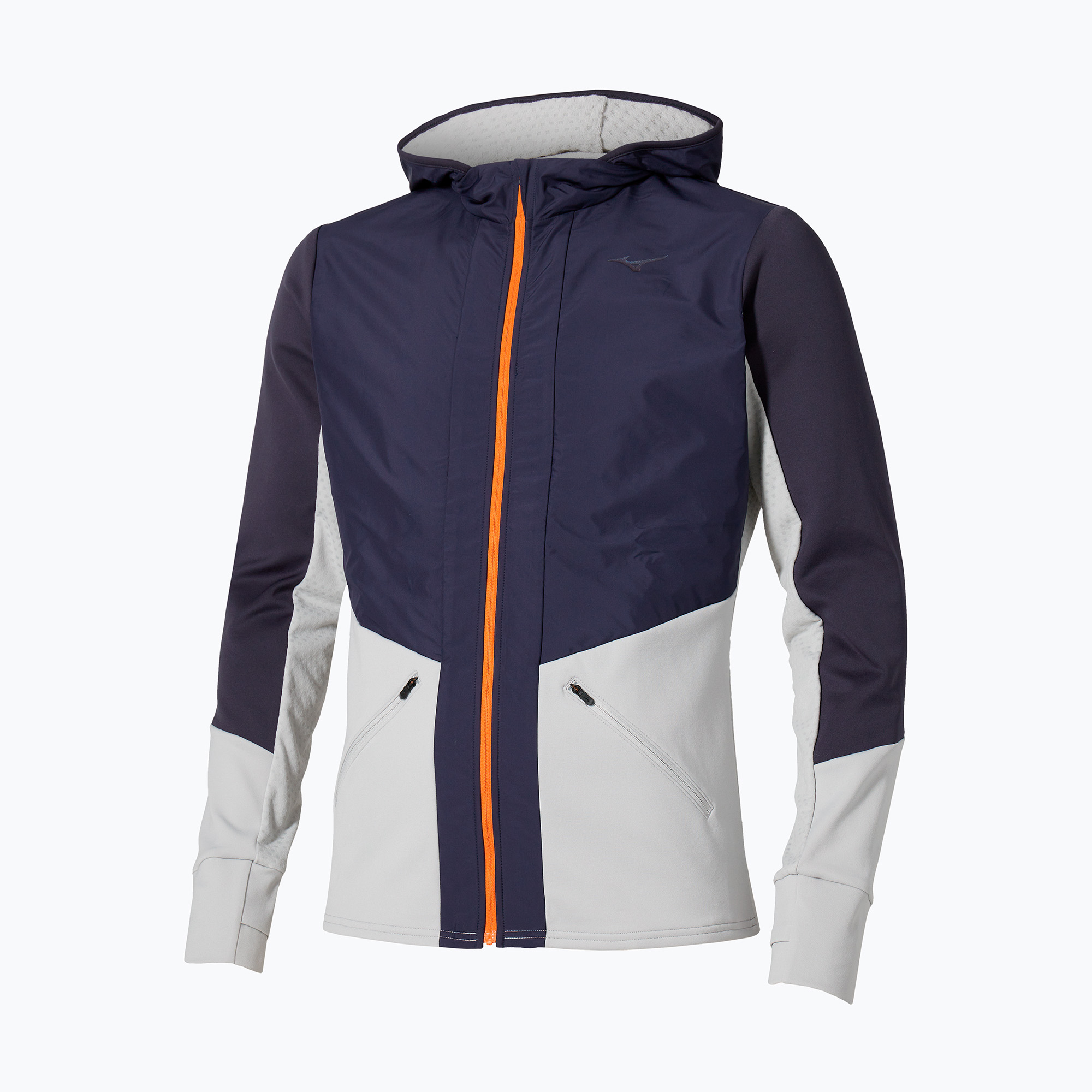Kurtka do biegania męska Mizuno Warmalite Hybrid Full Zip Hooded baritone blue 