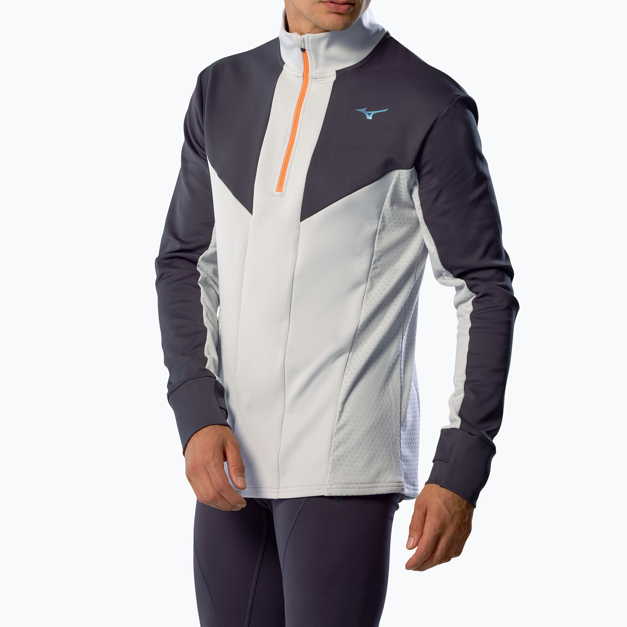 Bluza do biegania męska Mizuno Active Warm Half Zip vapor silver 