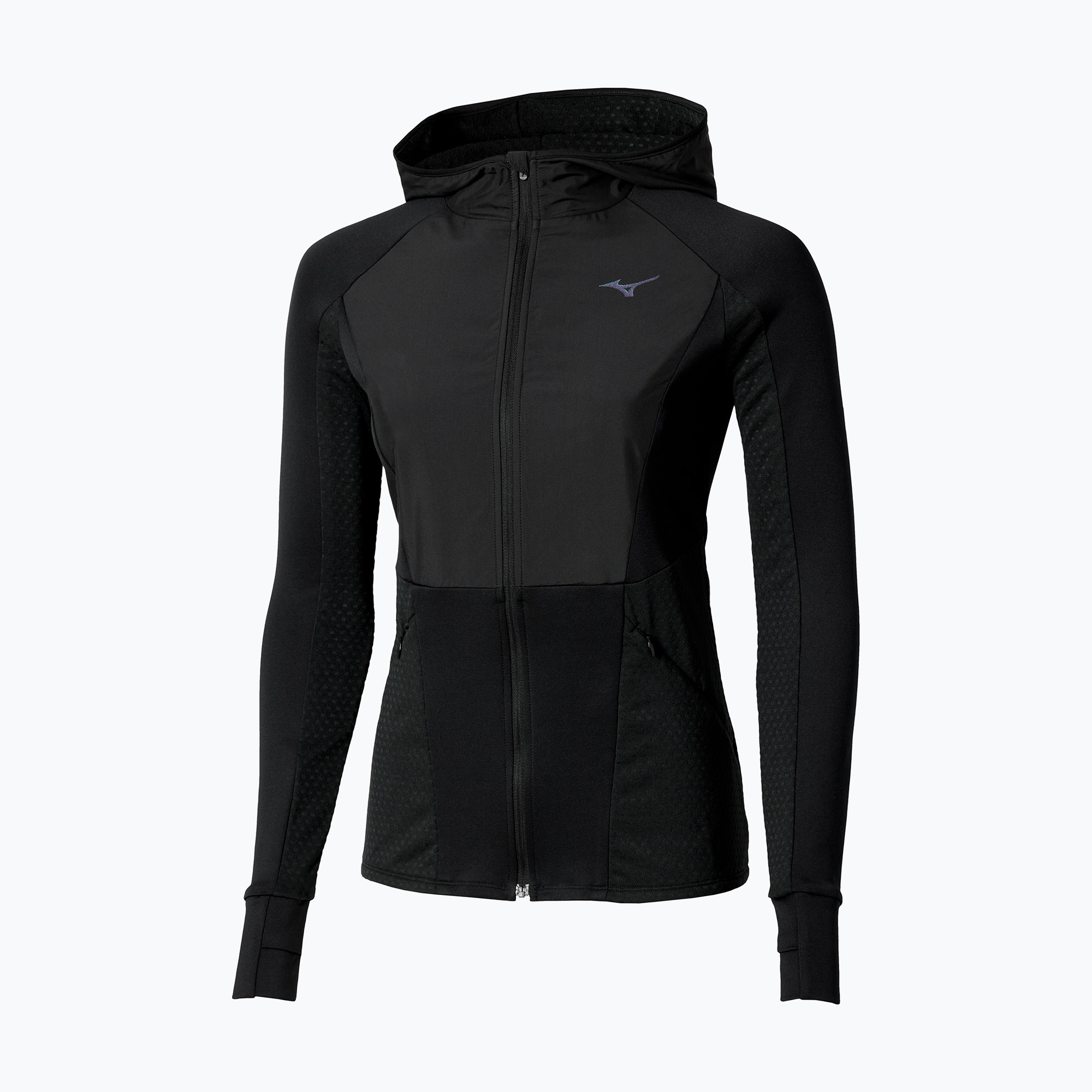 Kurtka do biegania damska Mizuno Active Warm Hybrid Full Zip Hooded black 