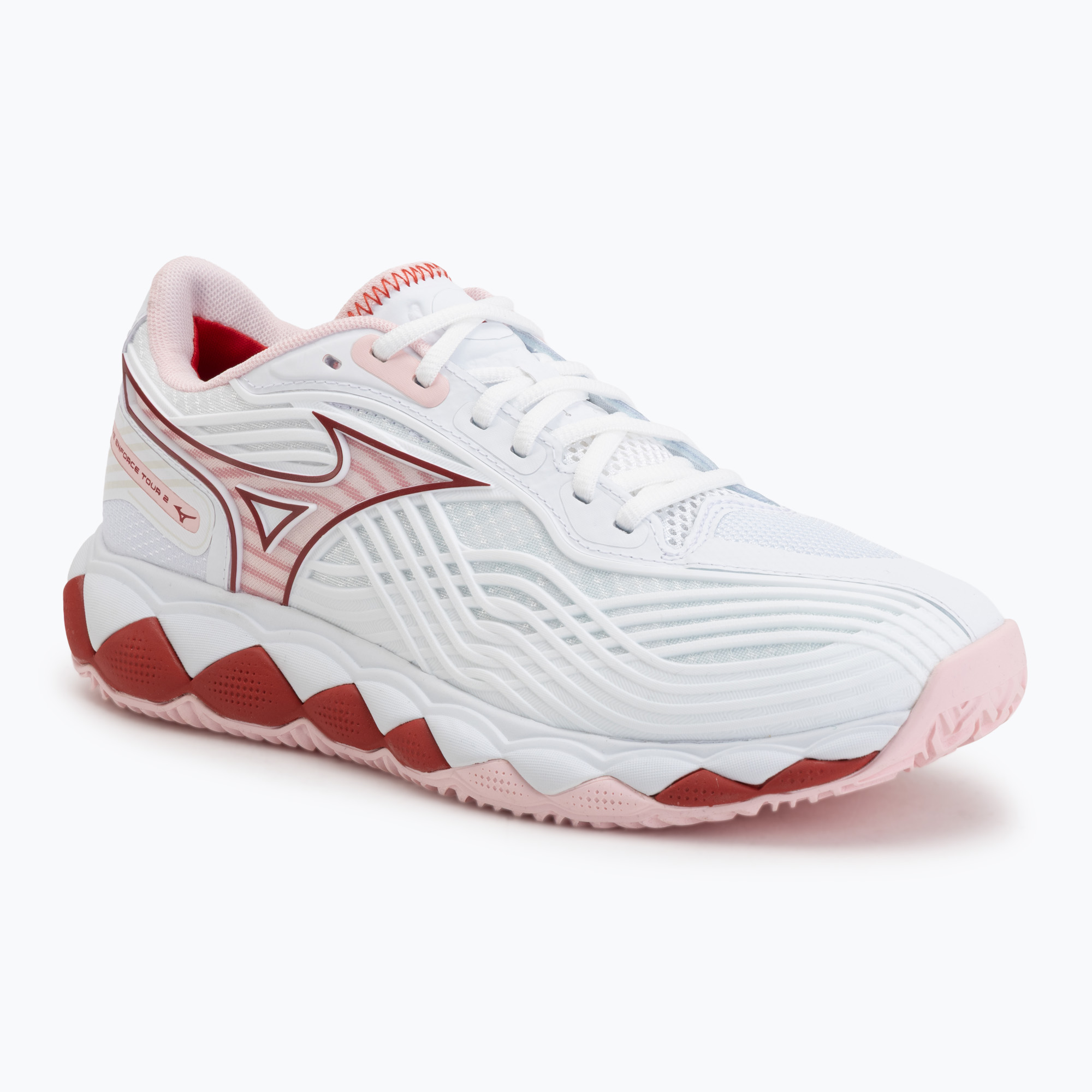 Buty do tenisa damskie Mizuno Wave Enforce Tour 2 CC white/pinkesque/barbados/cherr 