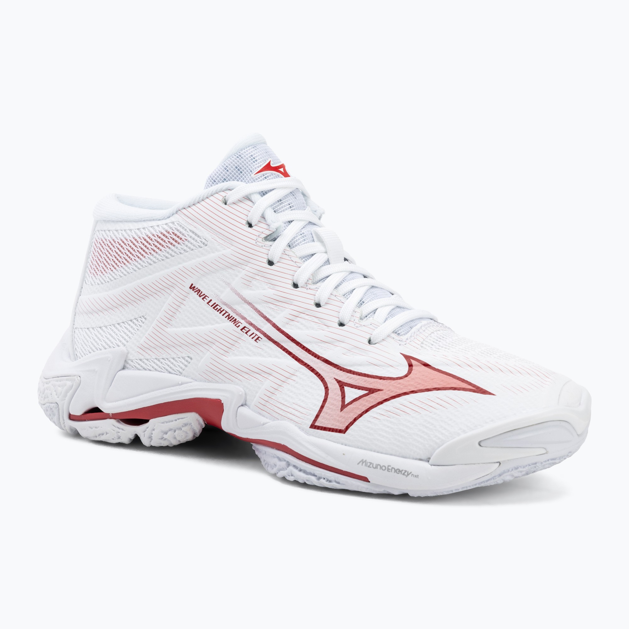 Încălțăminte de volei pentru femei Mizuno Wave Lightning Elite Mid white/rose elegance/lava falls