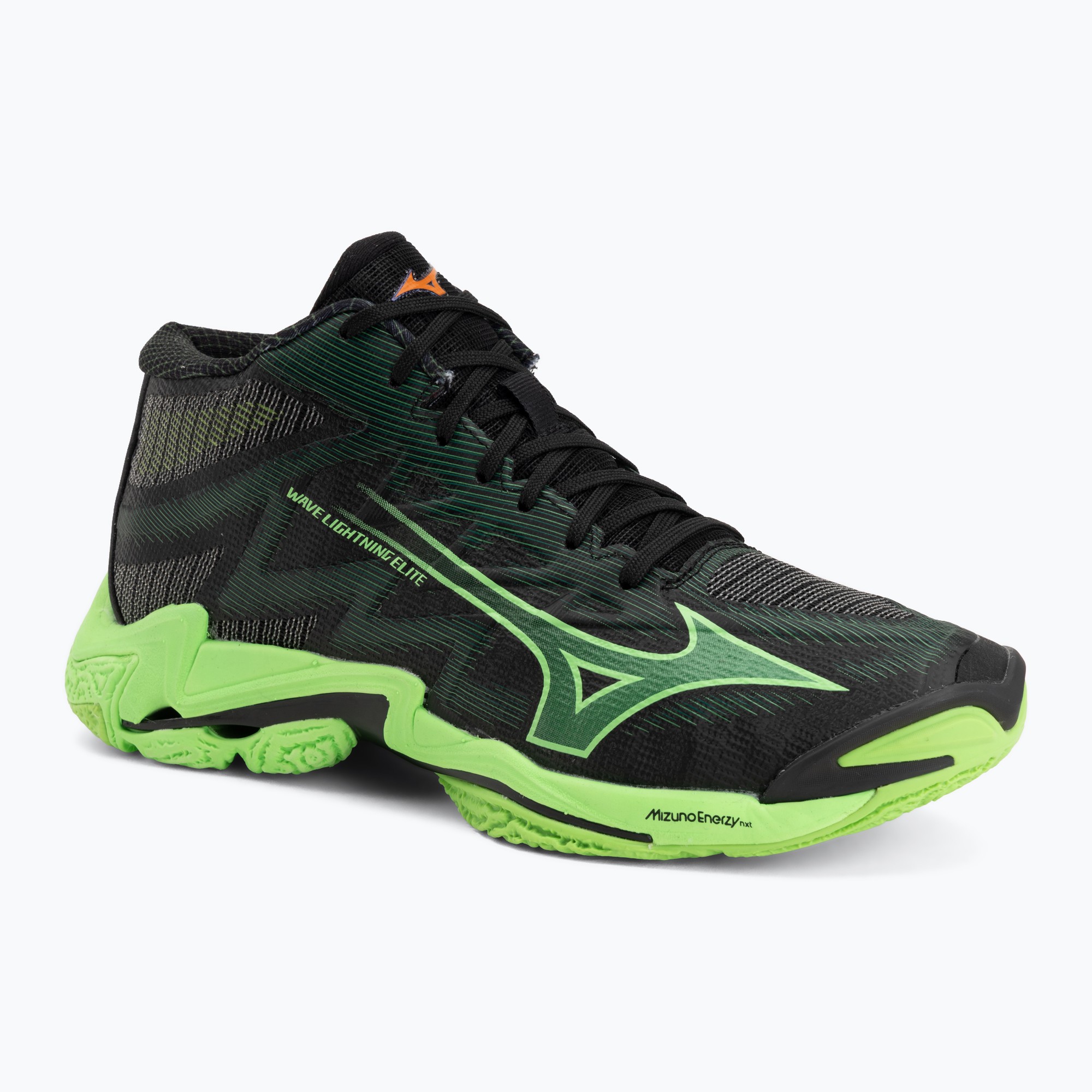 Încălțăminte de volei Mizuno Wave Lightning Elite Mid black/glowing apple/mandarin orange
