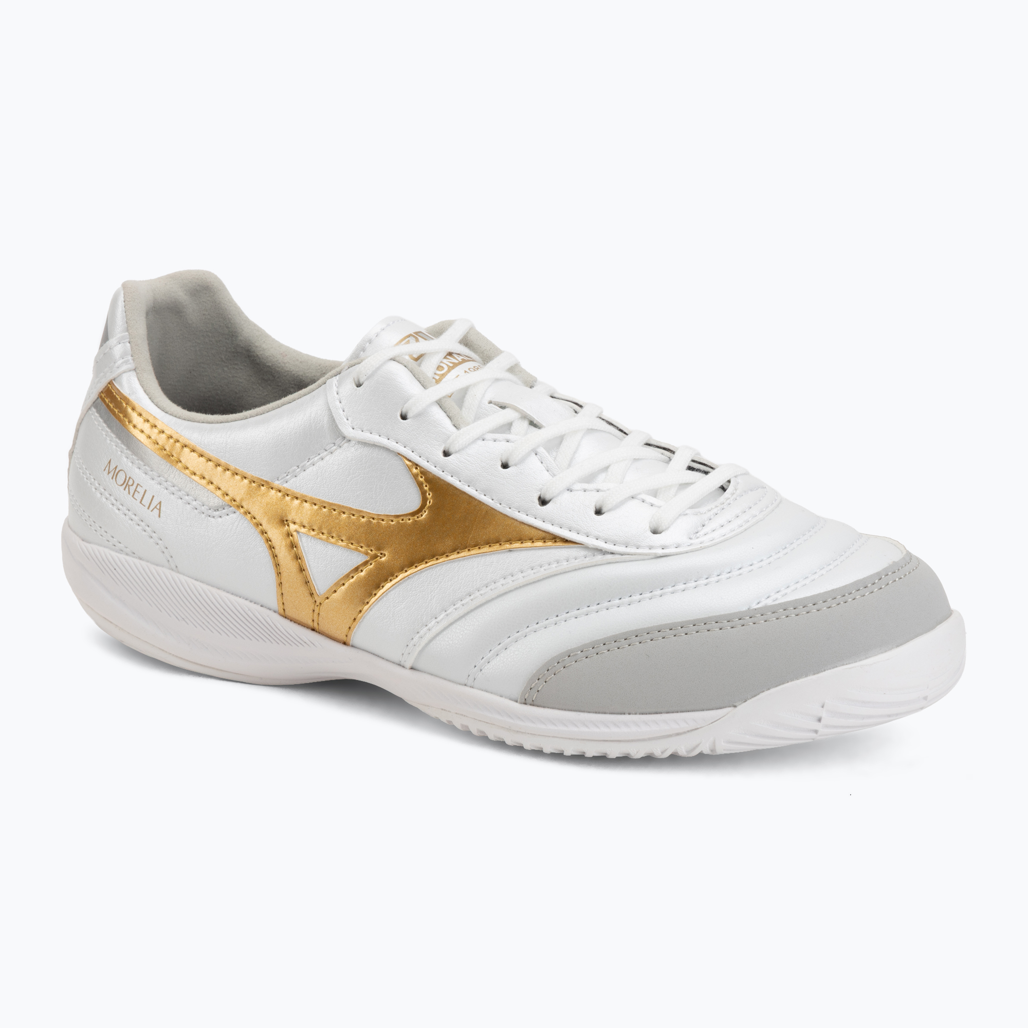 Încălțăminte de fotbal Mizuno Morelia Sala Pro IN white/football gold/galaxy sil