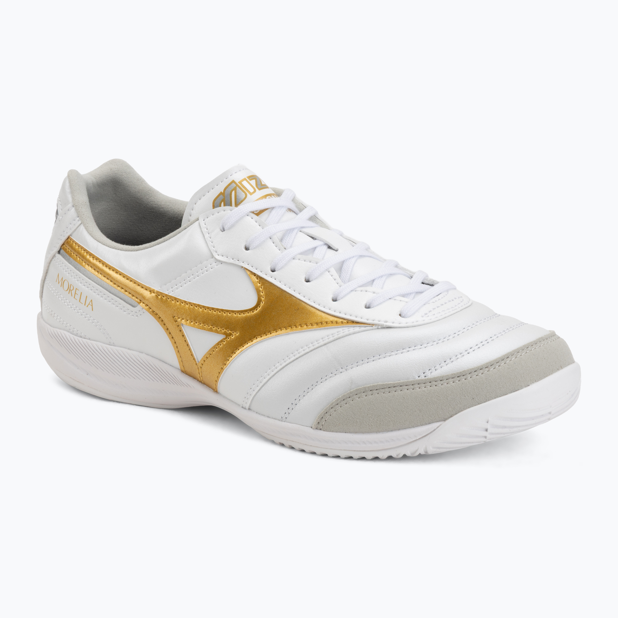 Încălțăminte de fotbal Mizuno Morelia Sala Elite IN white/football gold/galaxy sil