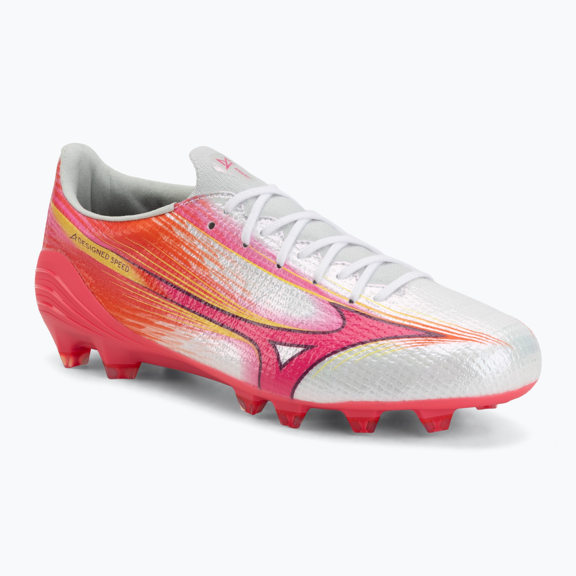 Încălțăminte de fotbal Mizuno Alpha III Japan FG white/fuchsia purple