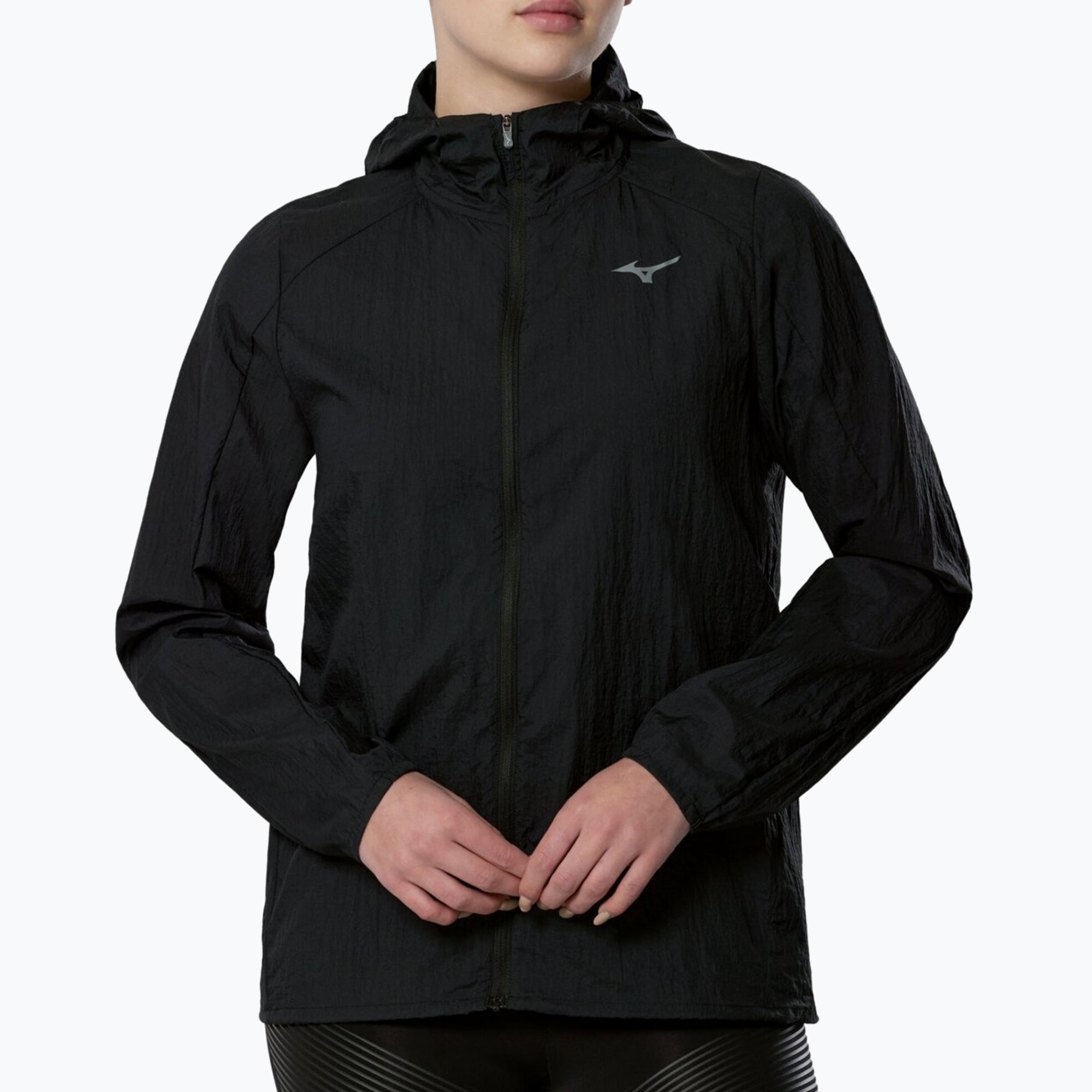Kurtka do biegania damska Mizuno Tech Light Hooded Jacket black 