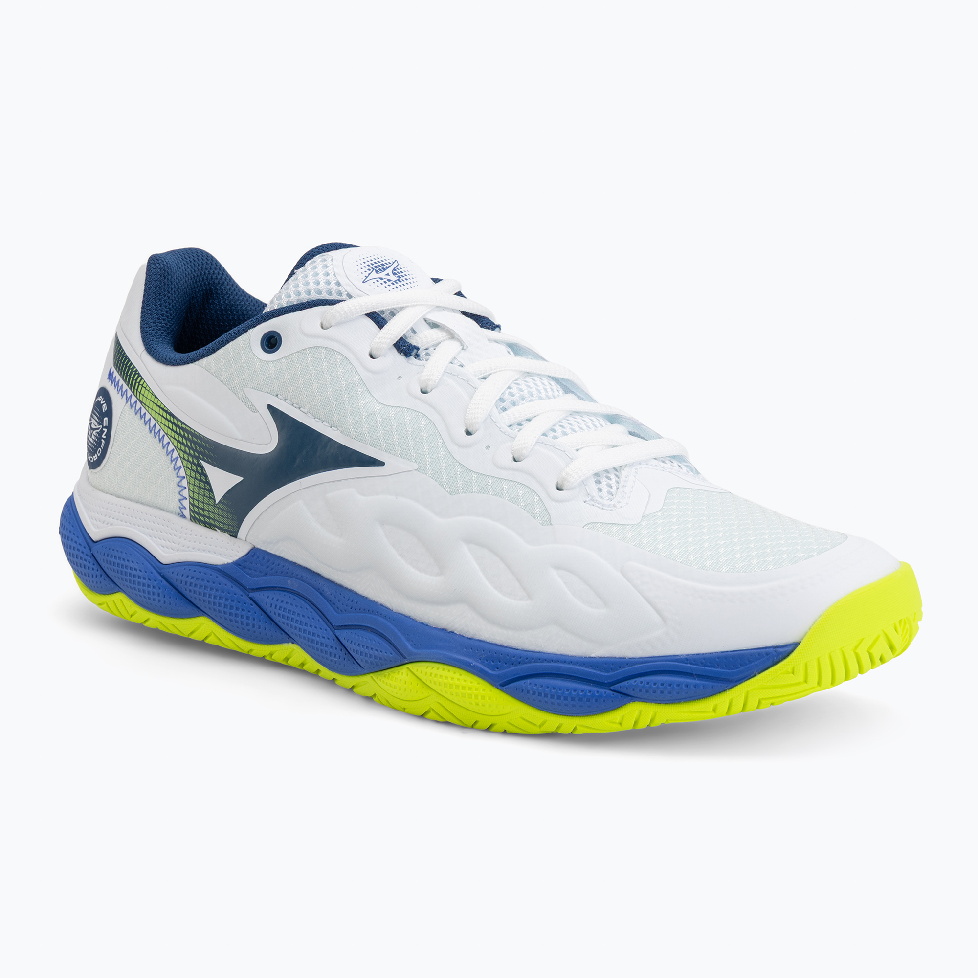 Buty do tenisa męskie Mizuno Wave Enforce Court AC white/dazzling blue/ lightning 