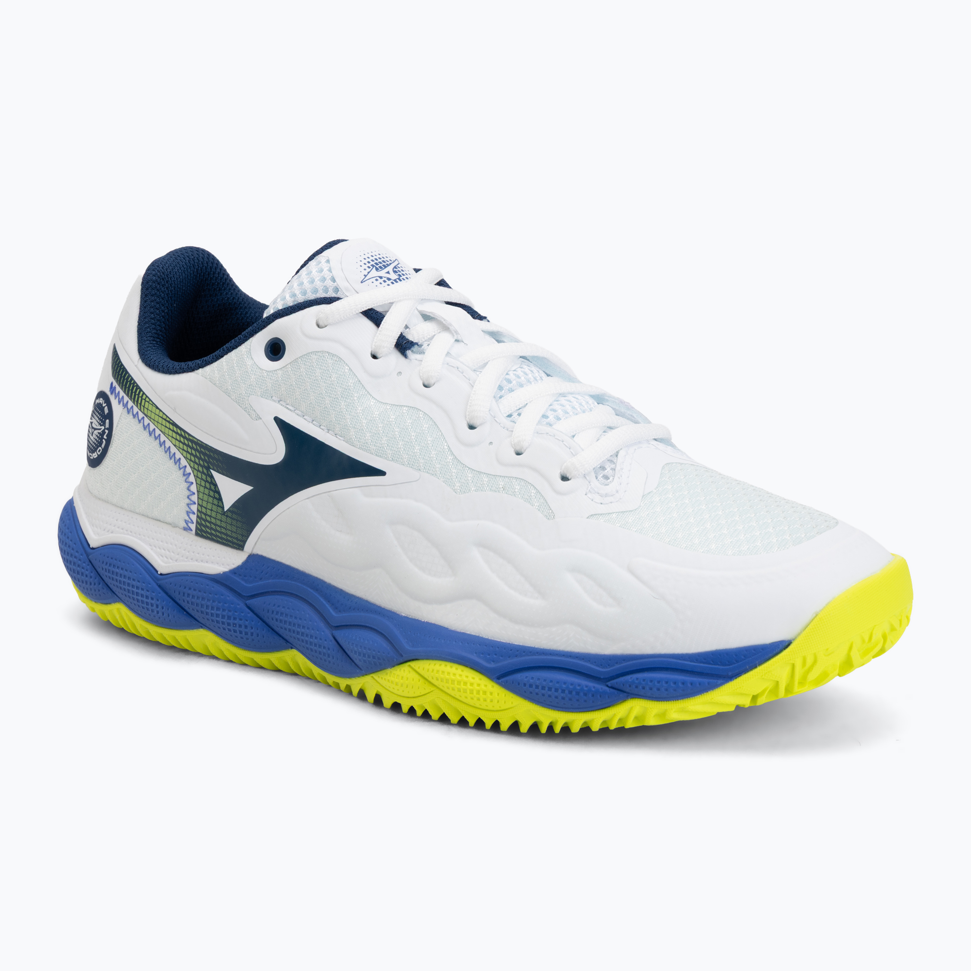 Мъжки тенис обувки Mizuno Wave Enforce Court CC white/dazzling blue/ lightning