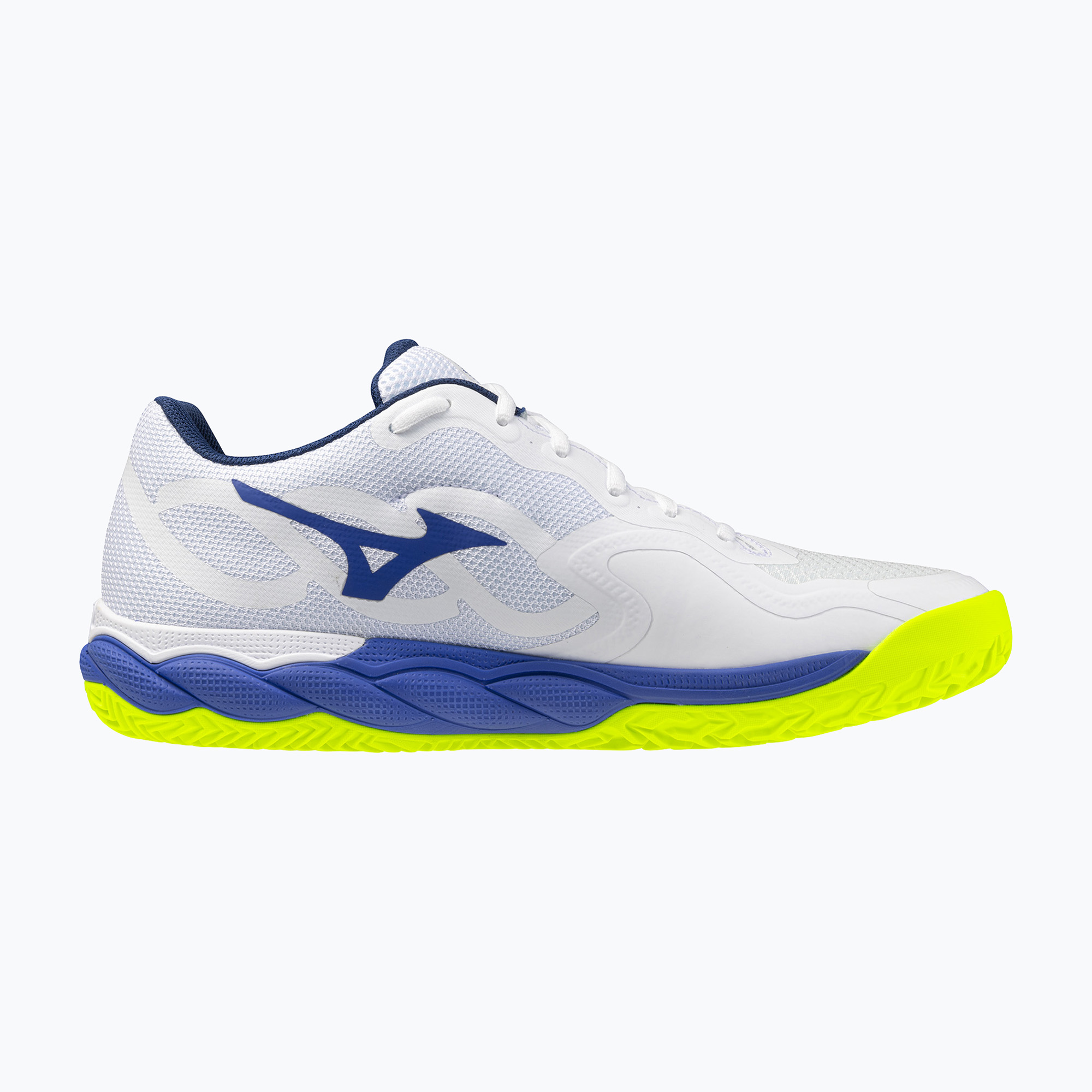 Мъжки тенис обувки Mizuno Wave Enforce Court CC white/dazzling blue/ lightning