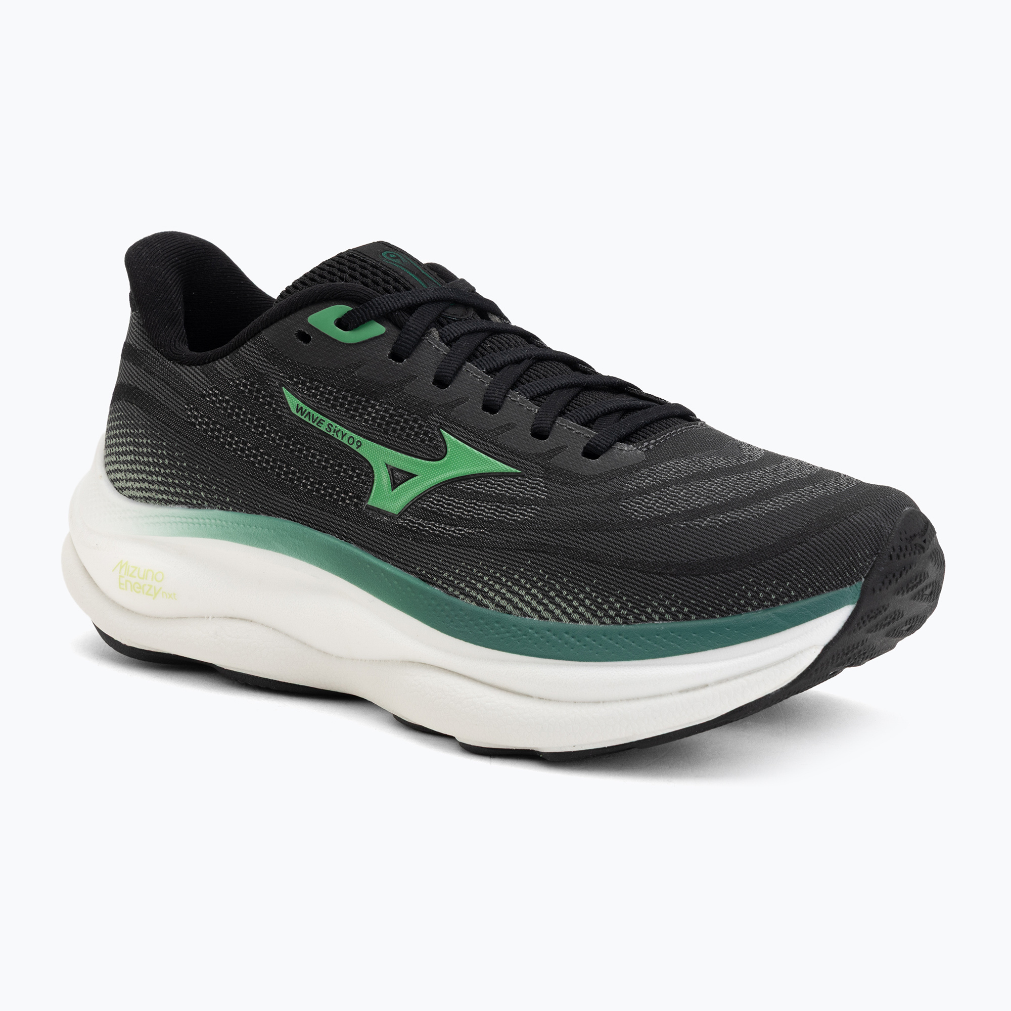 Buty do biegania męskie Mizuno Wave Sky 9 black/goblin green/alpine green 