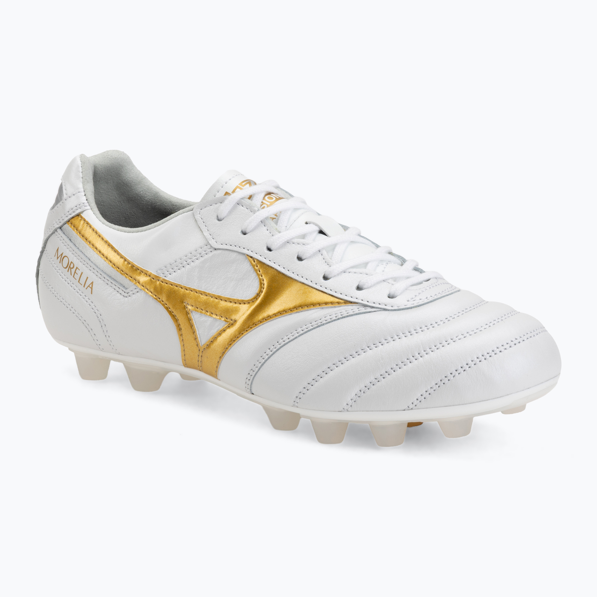 Kopačky Mizuno Morelia II Japan FG white/football gold/galaxy silver (Morelia II Japan FG P1GA260150)