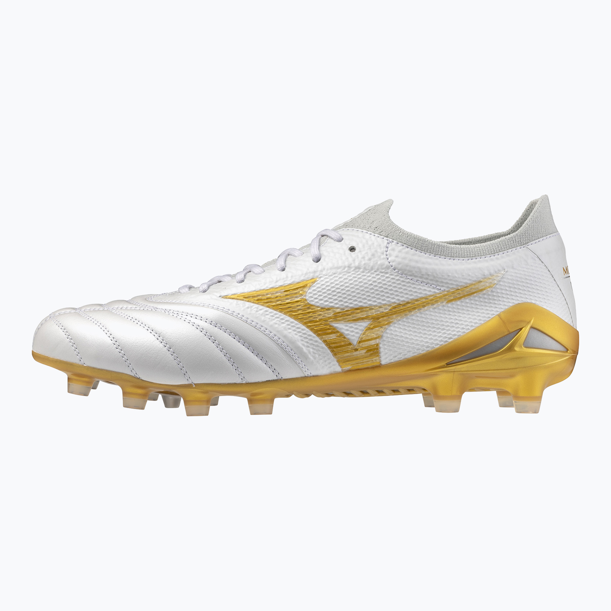 Футболни обувки Mizuno Morelia Neo IV Beta Japan FG white/mp gold/cool gray 3c