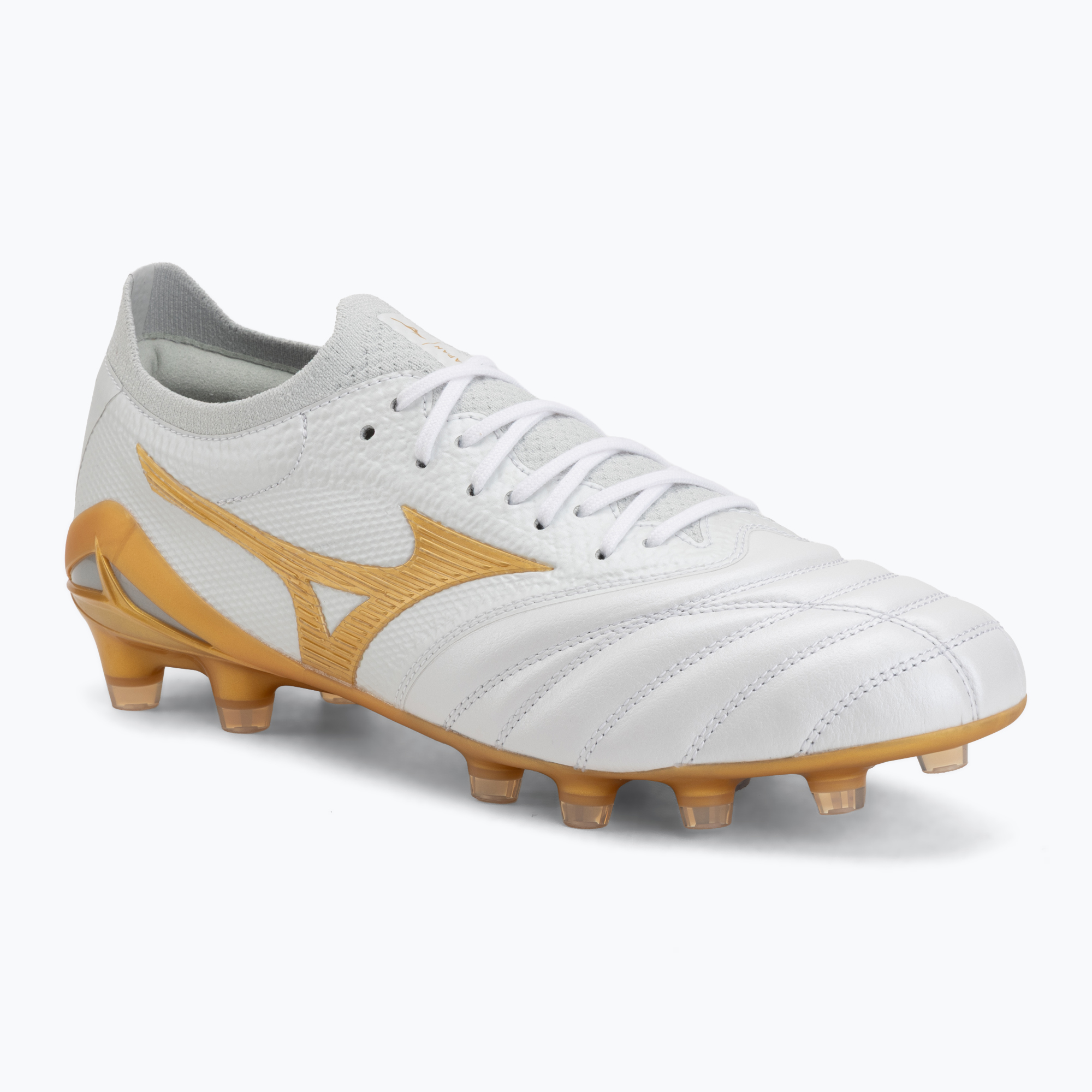Încălțăminte de fotbal Mizuno Morelia Neo IV Beta Japan FG white/mp gold/cool gray 3c