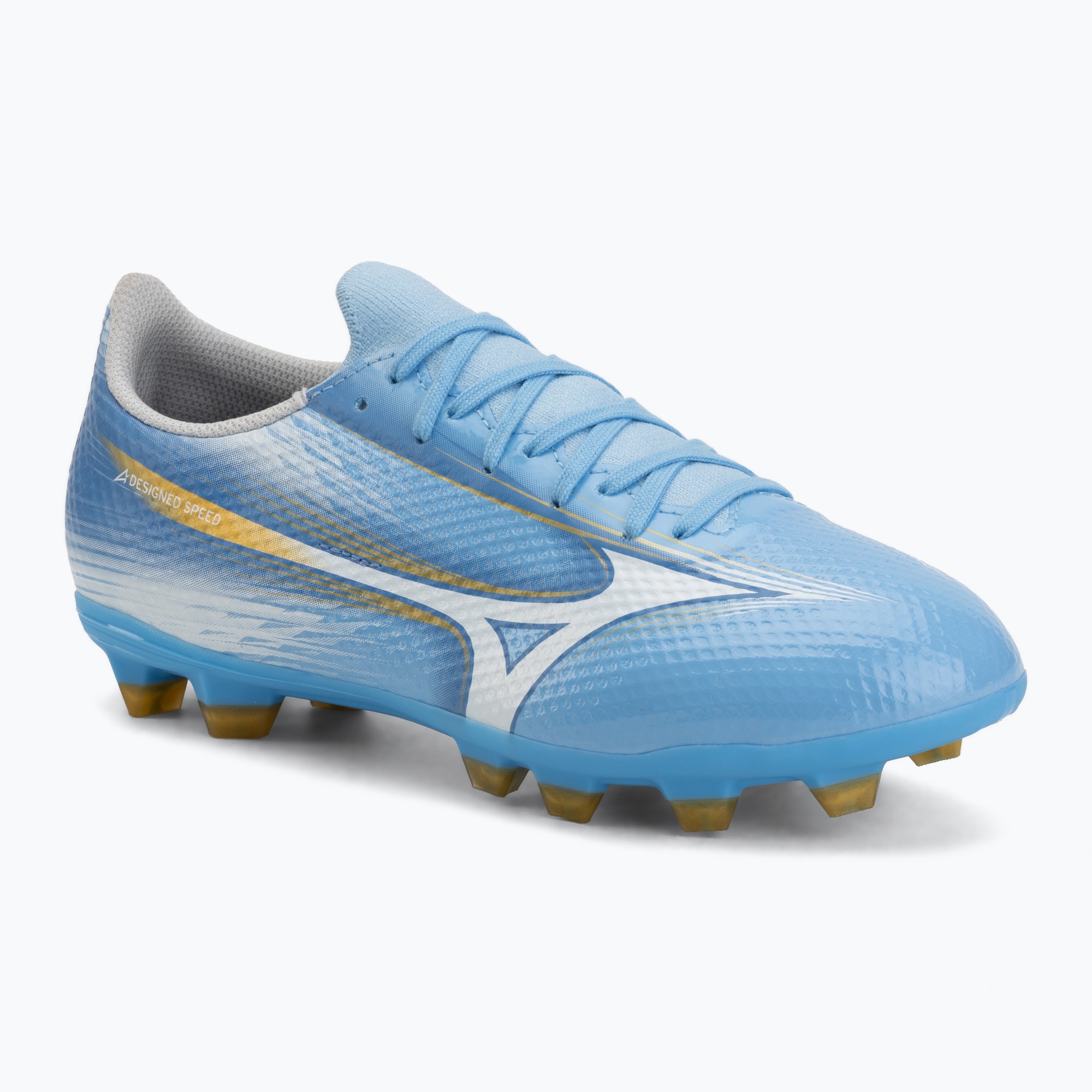 Încălțăminte de fotbal pentru copii Mizuno Alfa III Select Jr FG celeste/white