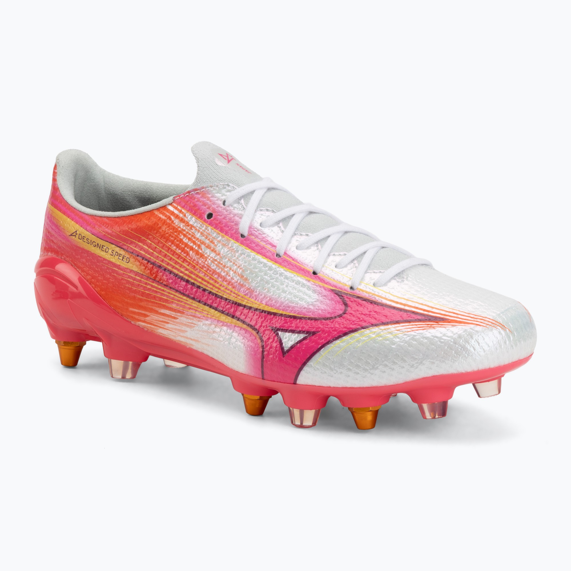 Încălțăminte de fotbal Mizuno Alpha III Japan Mix white/fuchsia purple