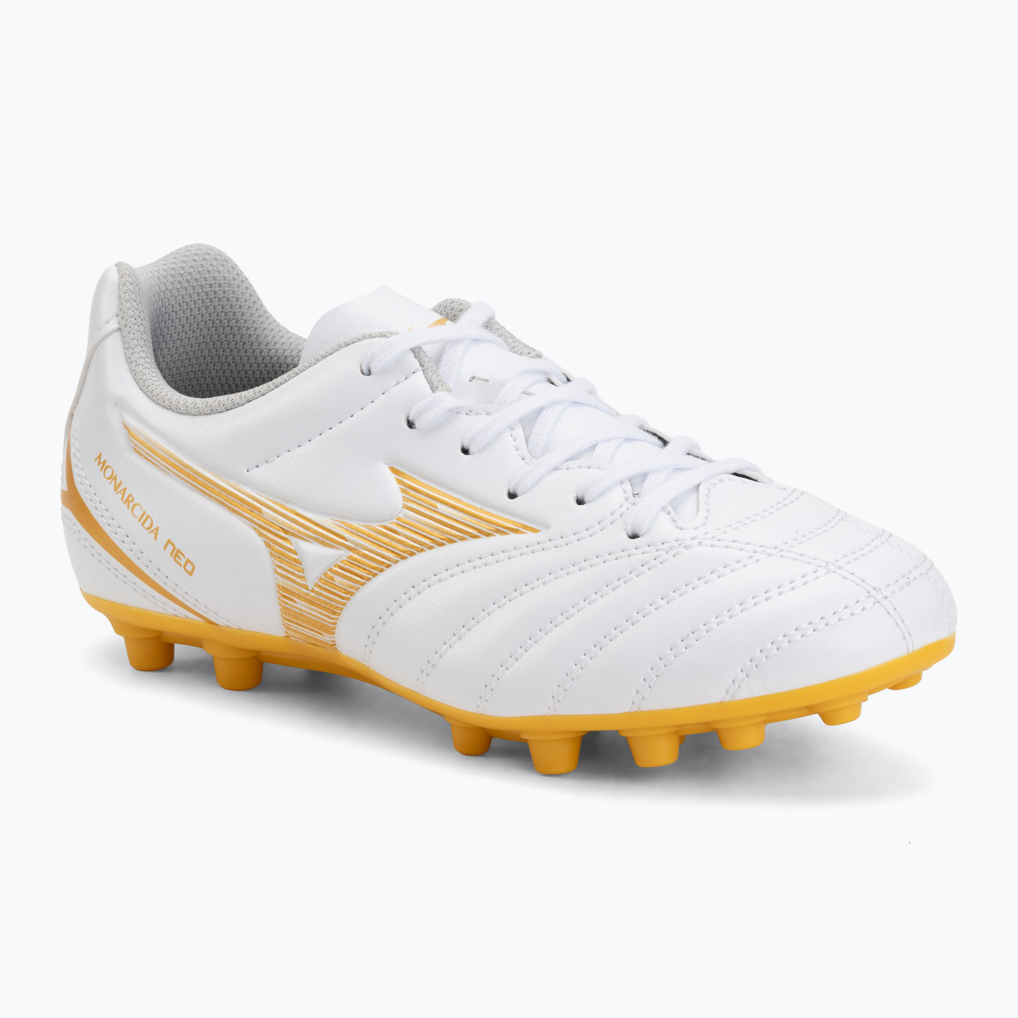Încălțăminte de fotbal pentru copii Mizuno Monarcida Neo III Select AG white/mp gold
