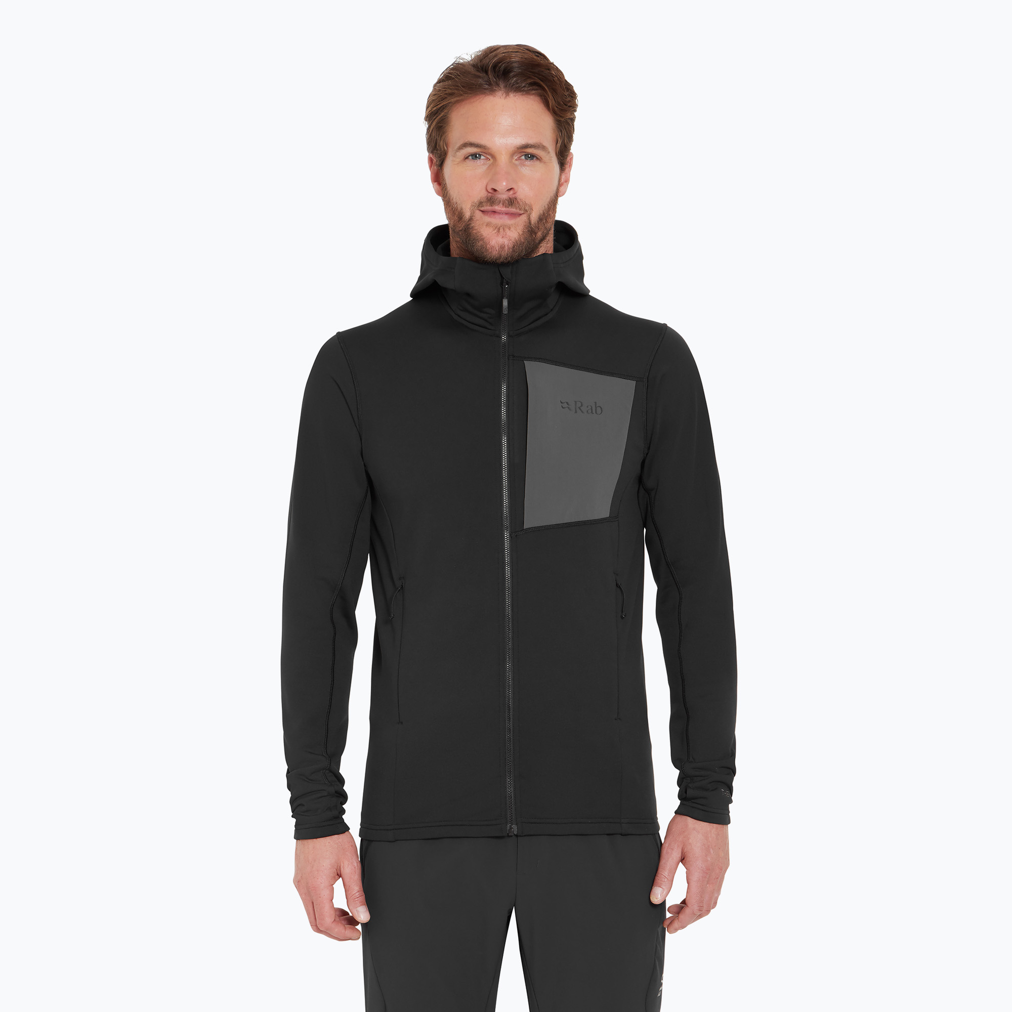 Men's trekking jacket Rab Superflux Hoody black (L)
