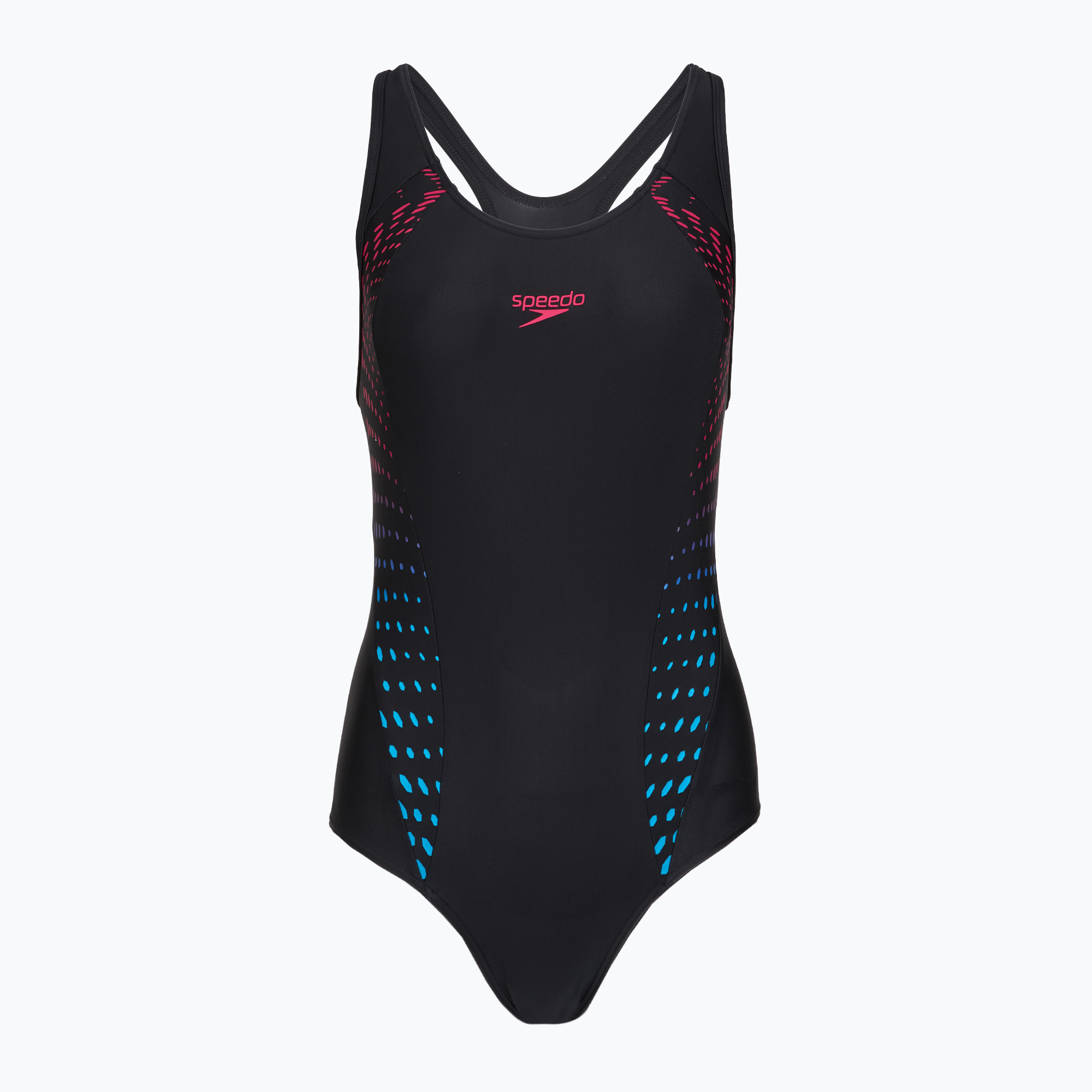 Дамски цял бански костюм Speedo Allover Panel Laneback black/purple