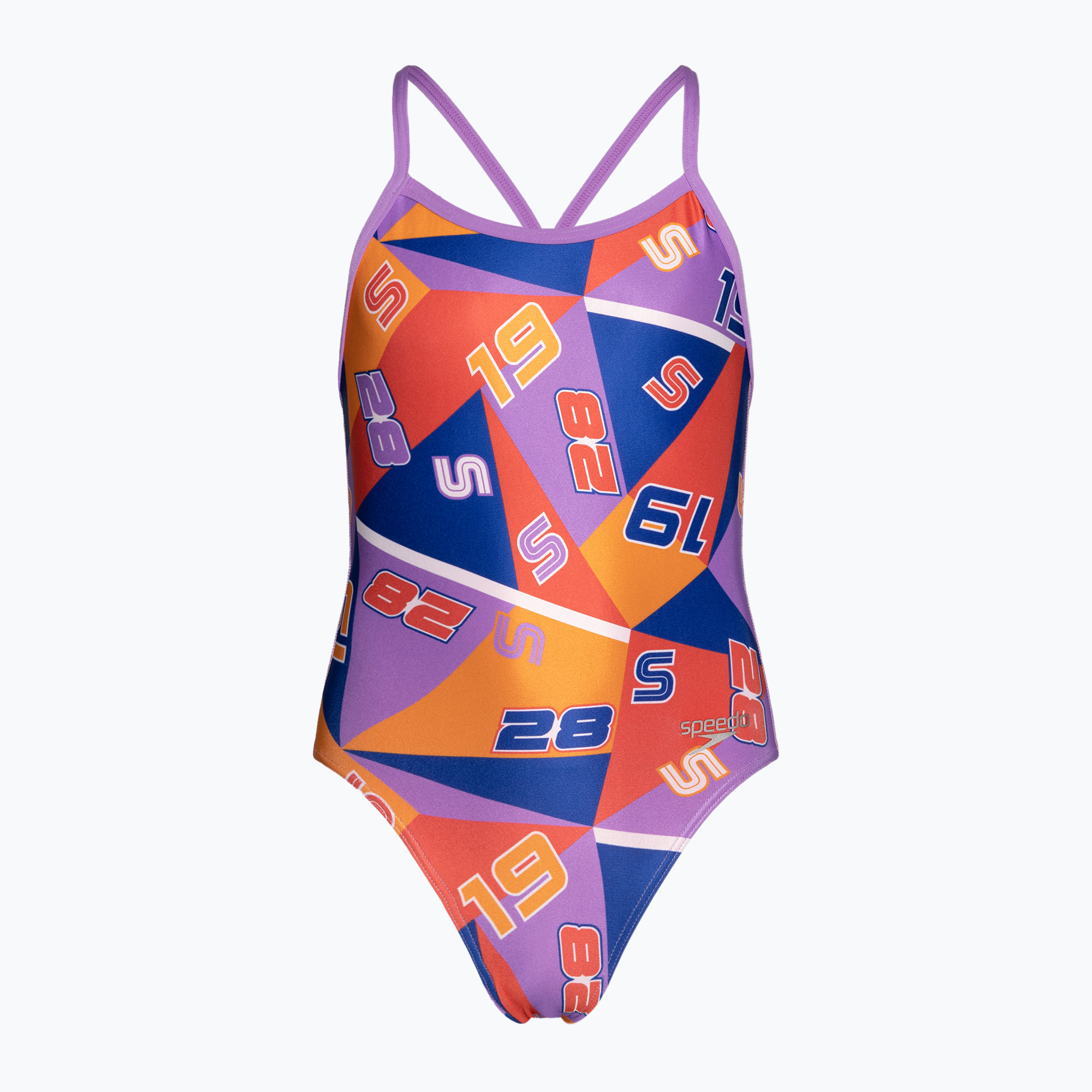 Detské jednodielne plavky Speedo Allover Digital Vback watermelon/true cobalt/sweet violet/man peel/white (Allover Digital Vback 8-1284616619)