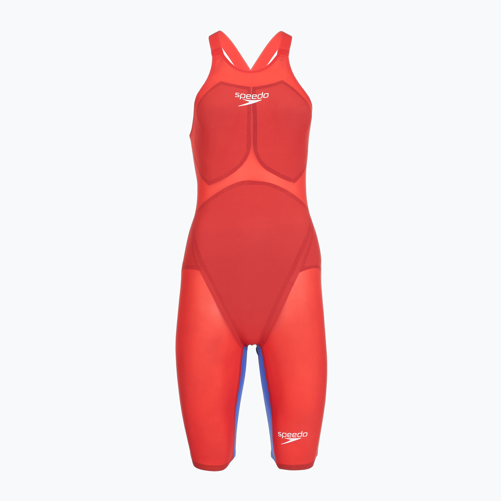 Дамски цял бански костюм Speedo Fastskin LZR Pure Valor 2.0 Openback Kneeskin flame red/cobalt pop