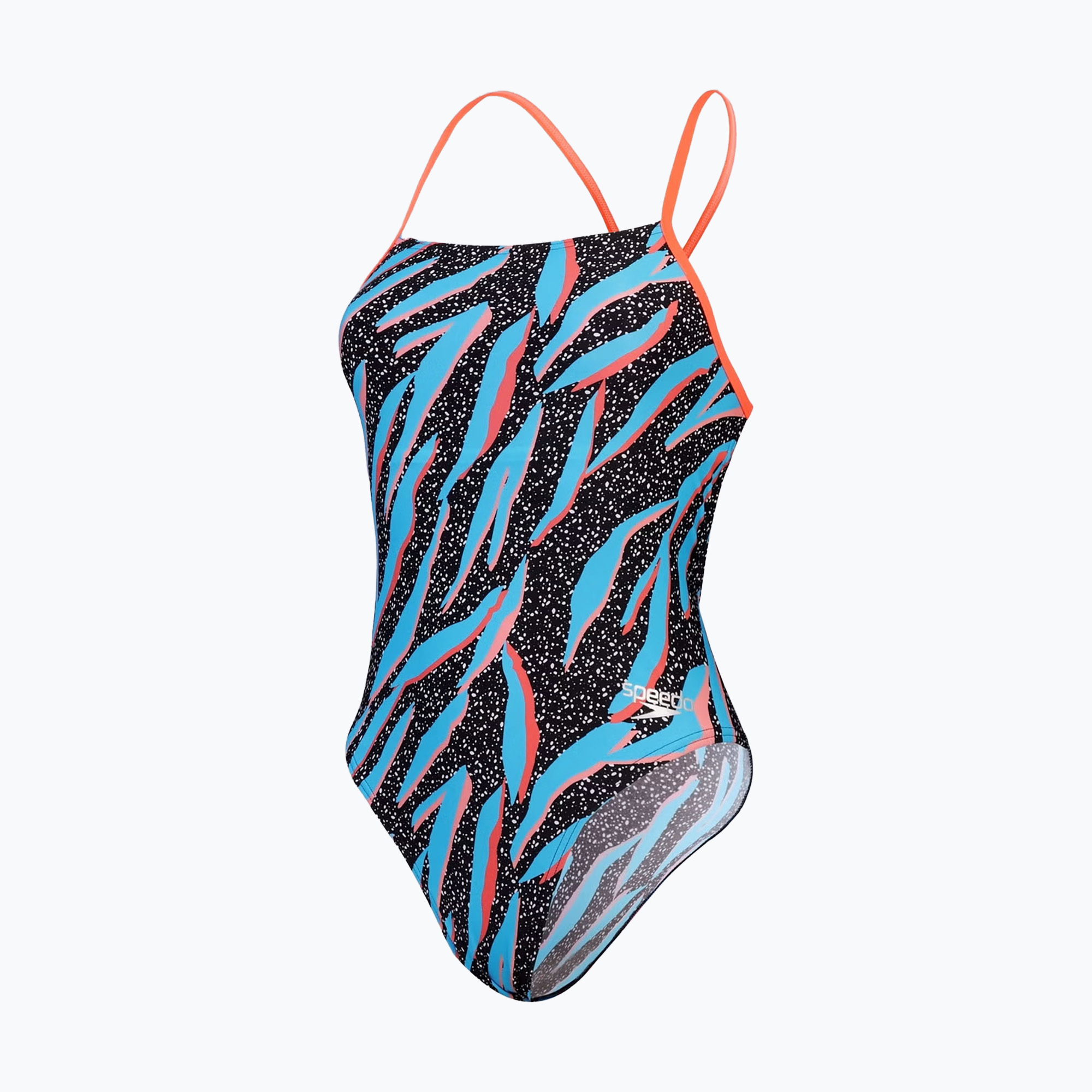 Детски бански костюм от една част Speedo Allover Digital Lattice Tie-Back black/picton blue/siren red
