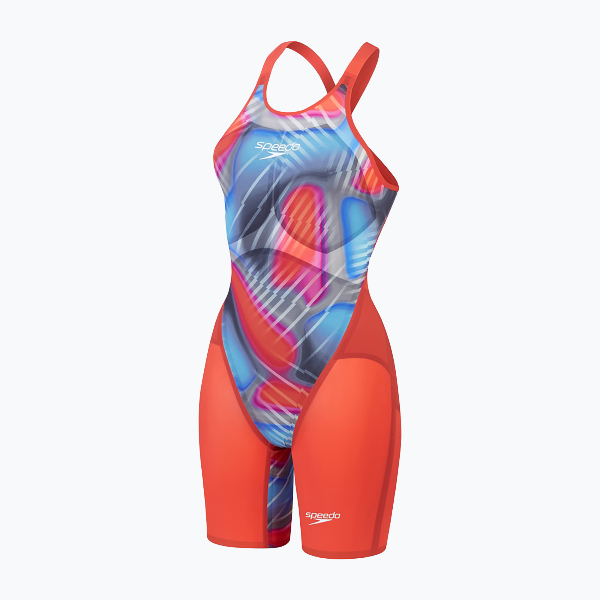 Дамски цял бански костюм Speedo Fastskin LZR Pure Valor 2.0 Openback Kneeskin flame red/picton blue