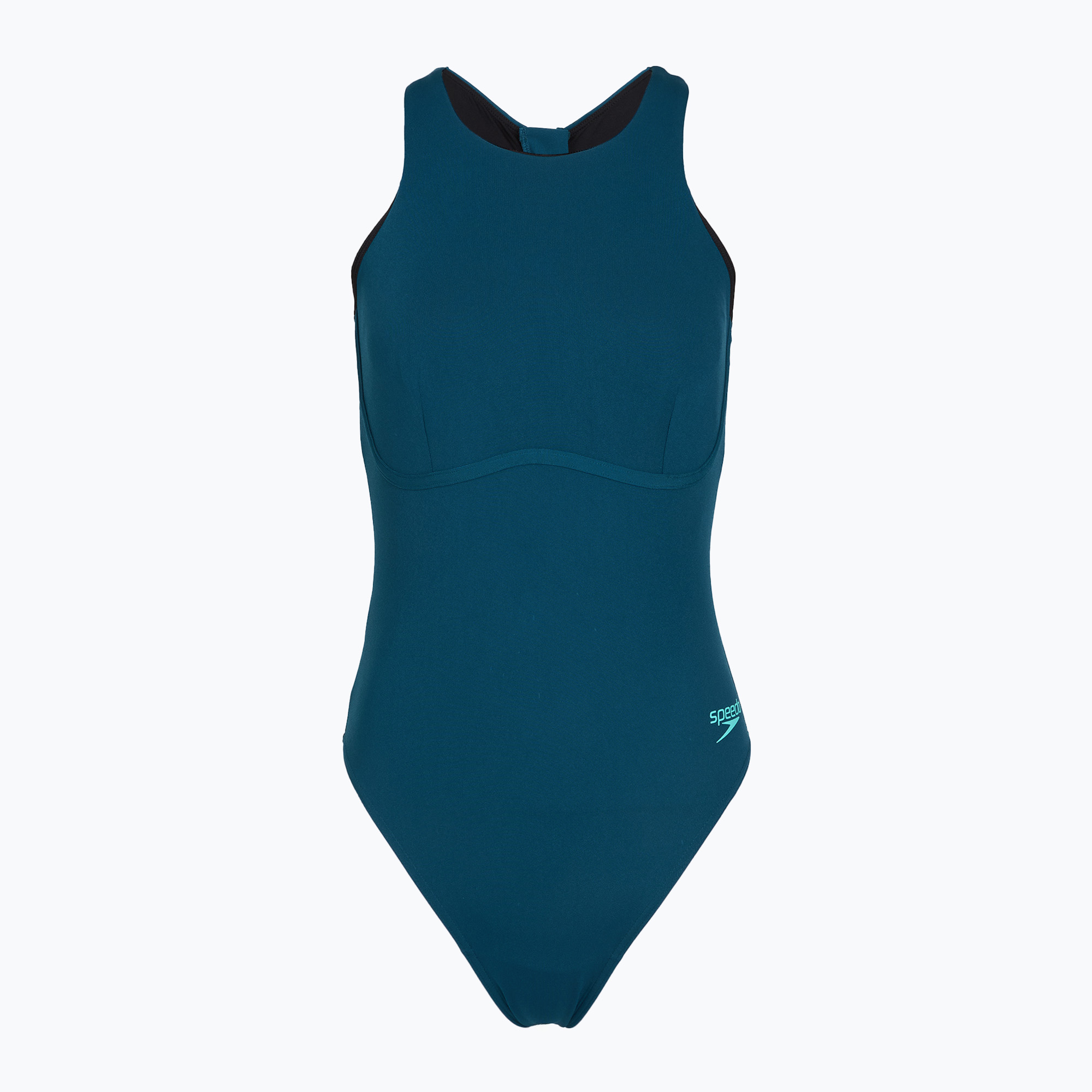 Дамски цял костюм за плуване Speedo Racer Zip with Built in Swim Bra dark teal
