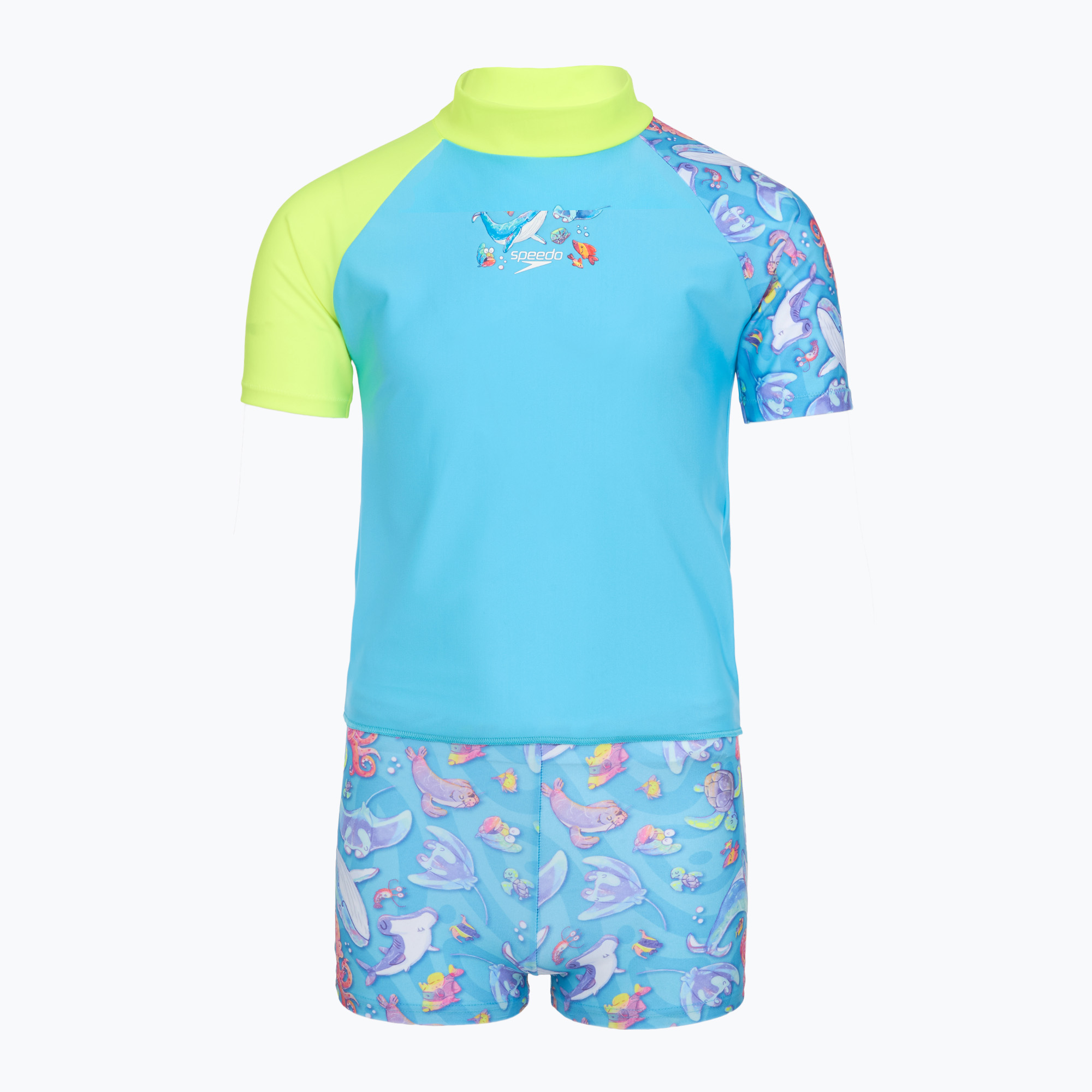 Детски бански костюм от две части Speedo Learn To Swim Digital Rash Top Set turkish sea