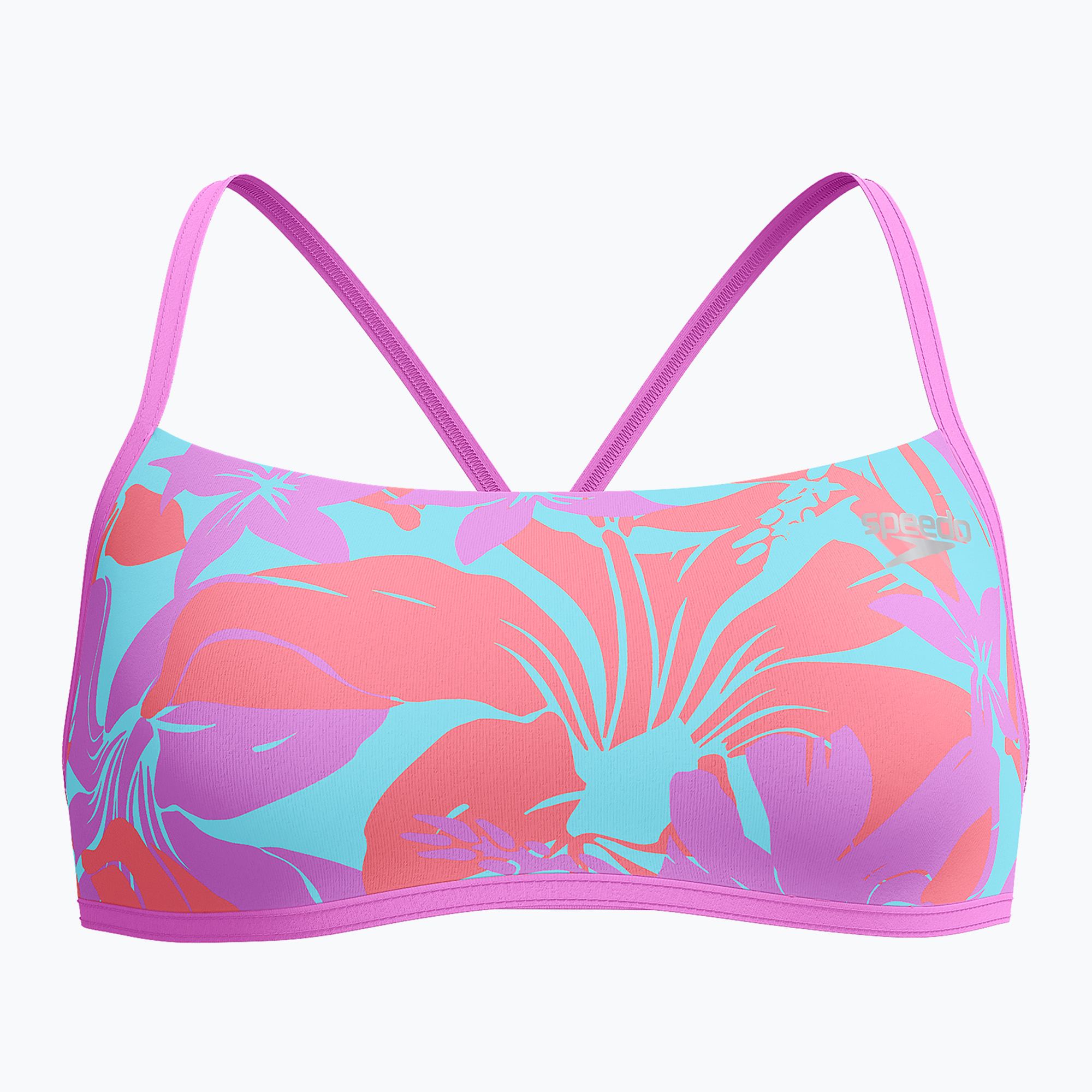 Speedo Allover Дигитален бански с кръстосани гърбове Crop Top caluna floral/arctic glass