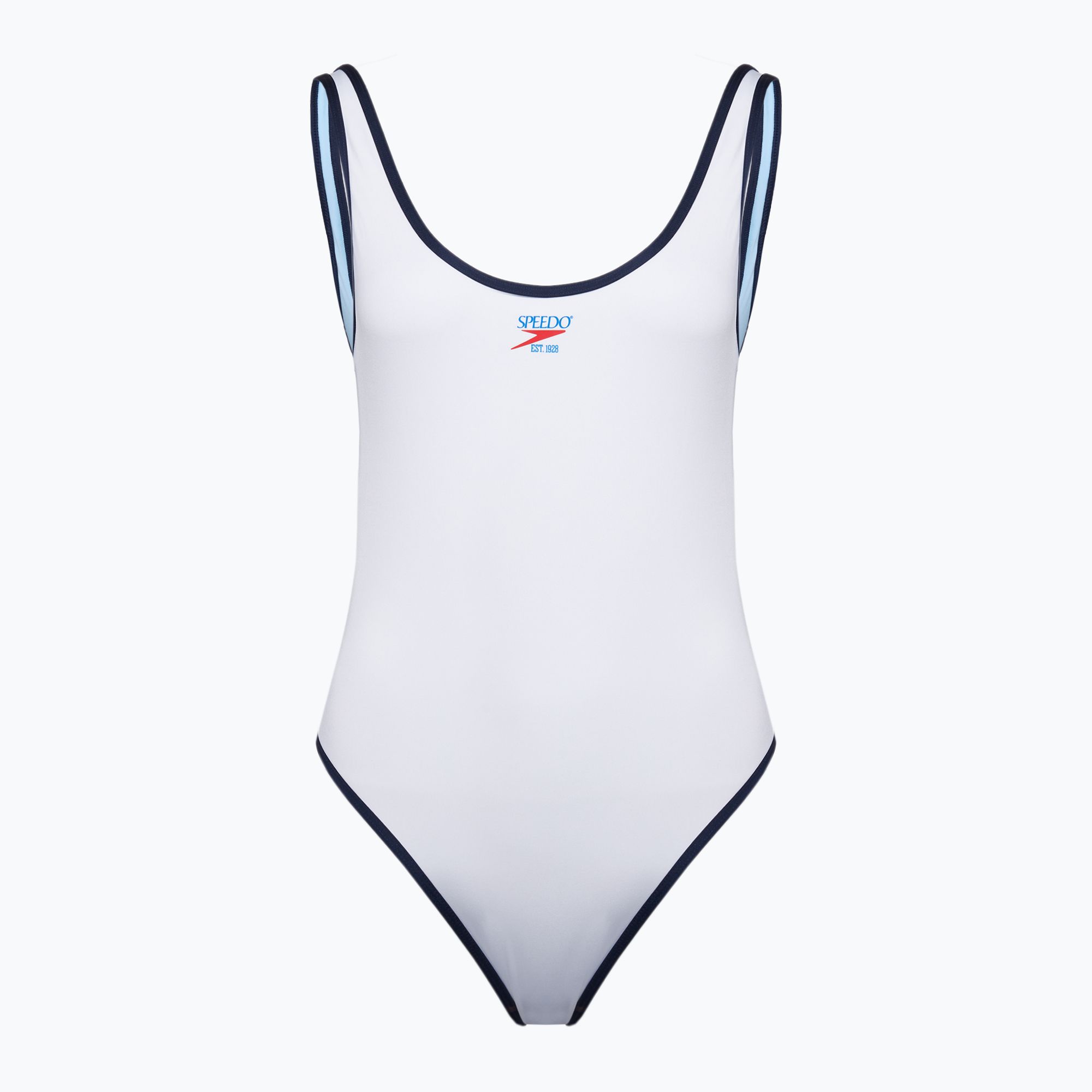 Costume intero Speedo Solid Bound Scoop bianco da donna