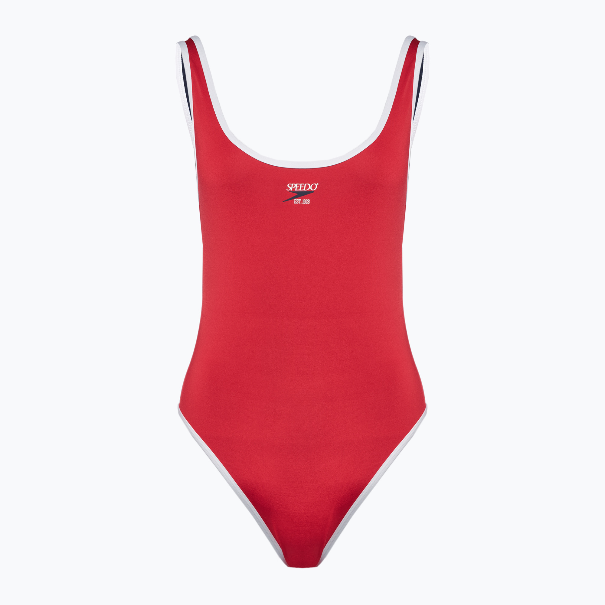 Speedo дамски бански от една част Solid Bound Scoop висок риск червен