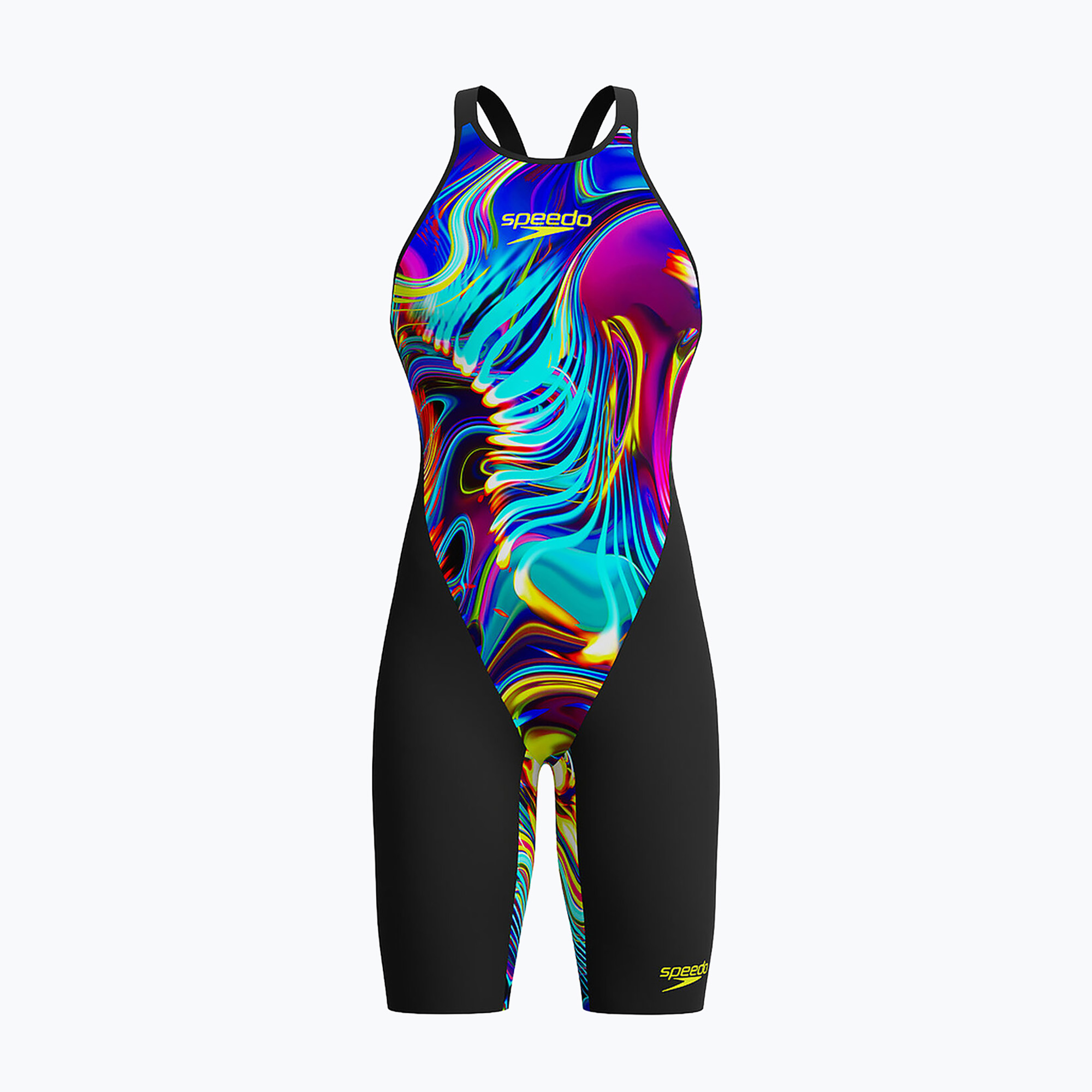 Дамски цял бански костюм Speedo Fastskin LZR Pure Valor 2.0 Closedback Kneeskin black/molten blur