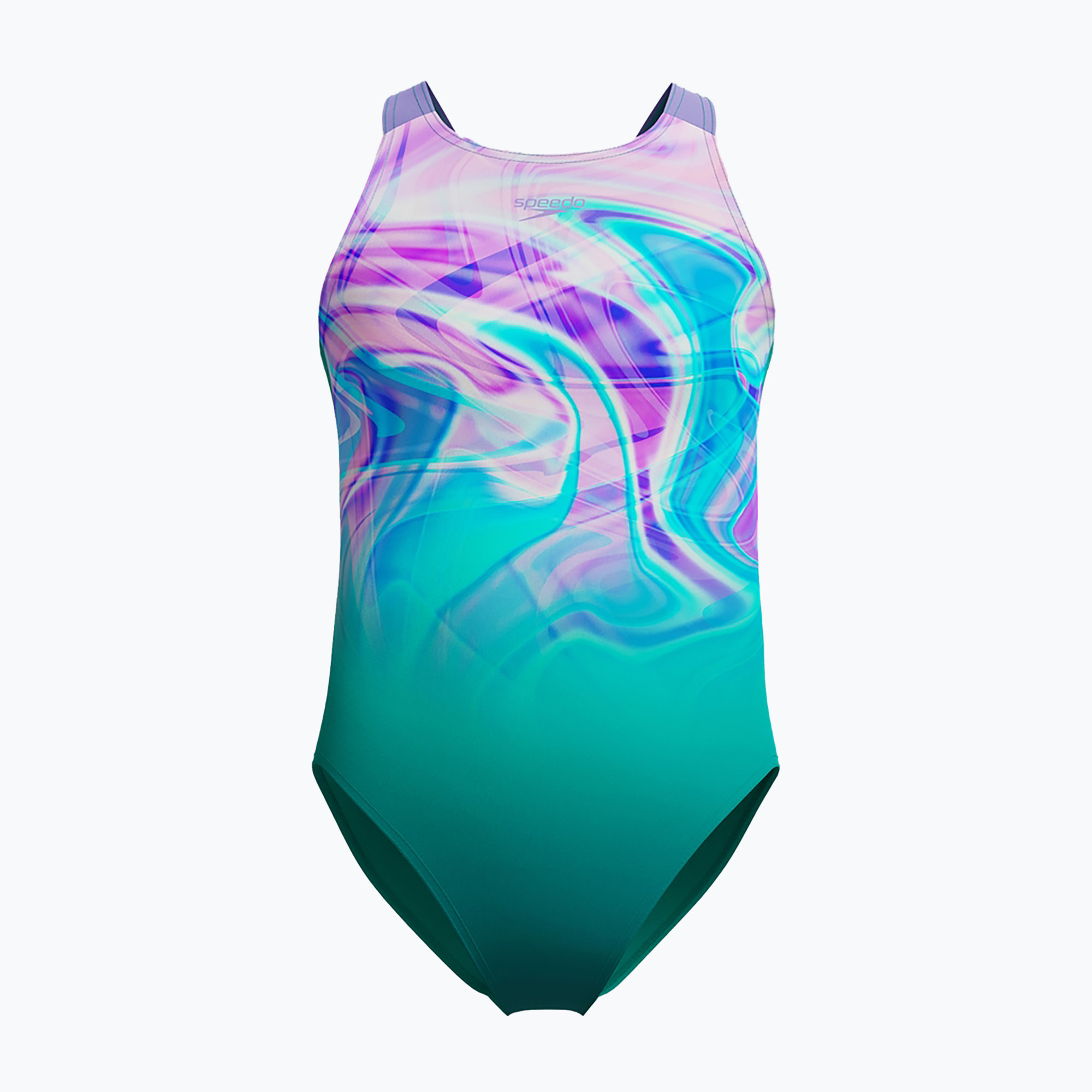 Детски цял бански костюм Speedo Printed Pulseback turquoise gem