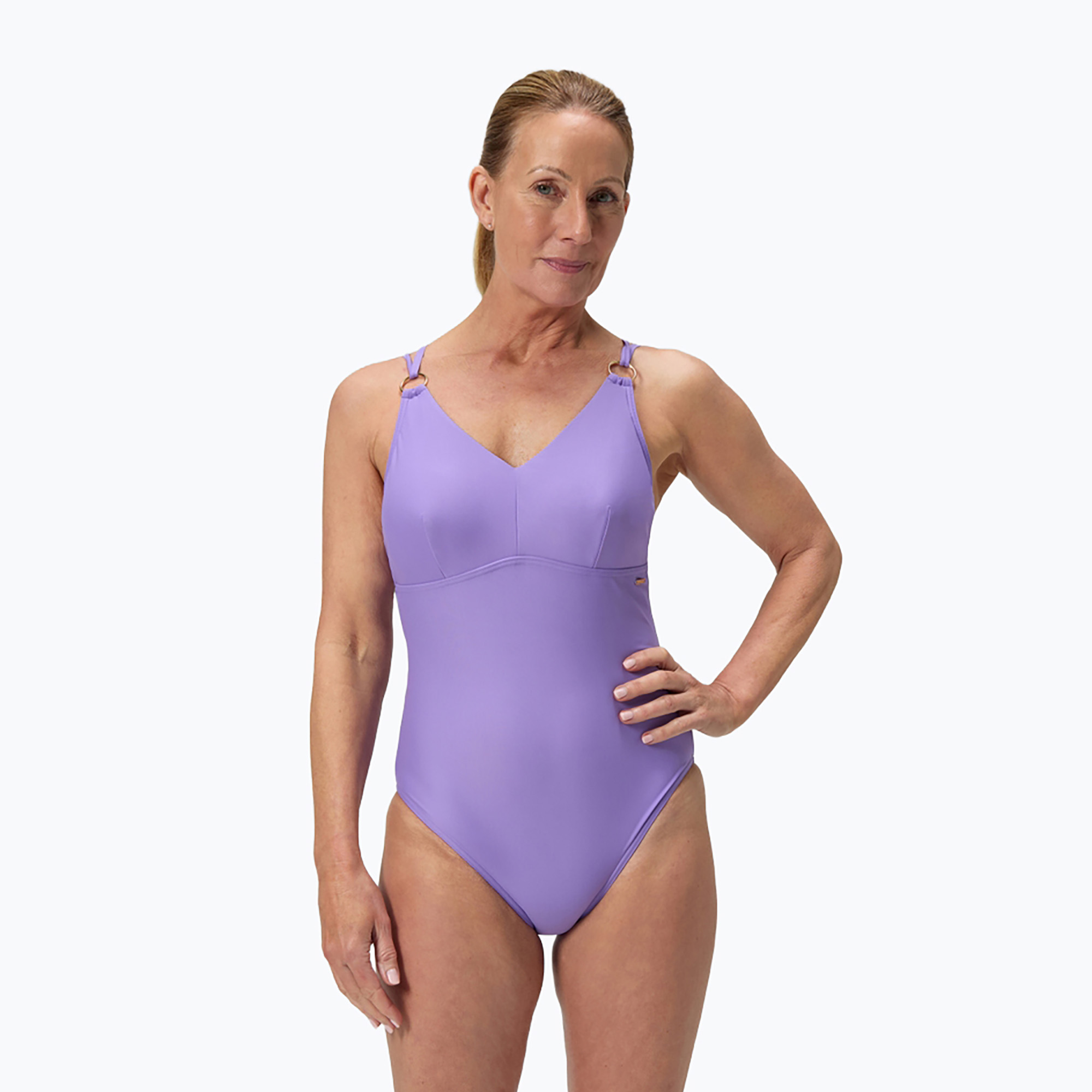 Дамски цял бански костюм Speedo Shaping Strappy purple mist