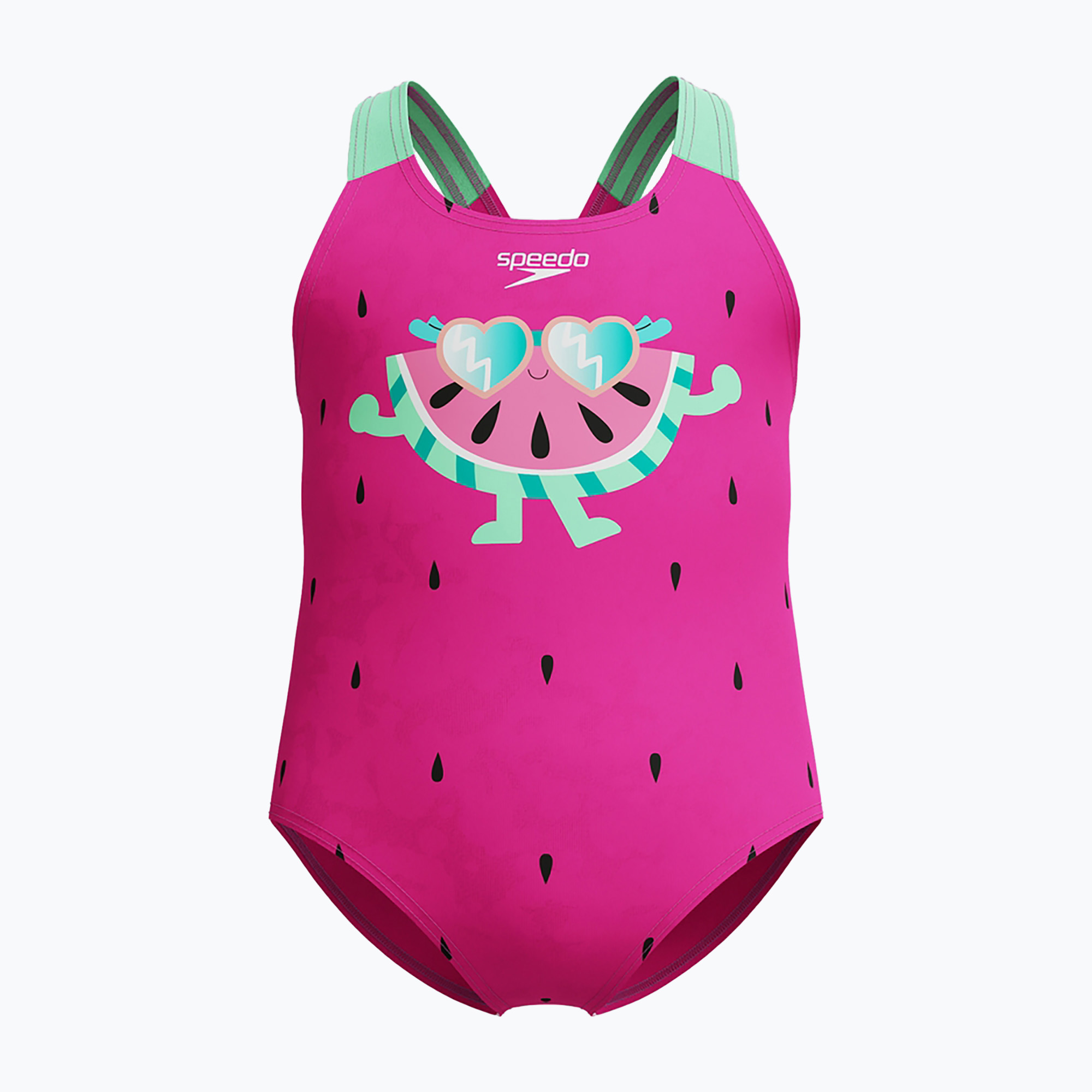 Детски цял бански костюм Speedo Digital Printed neon bubblegum