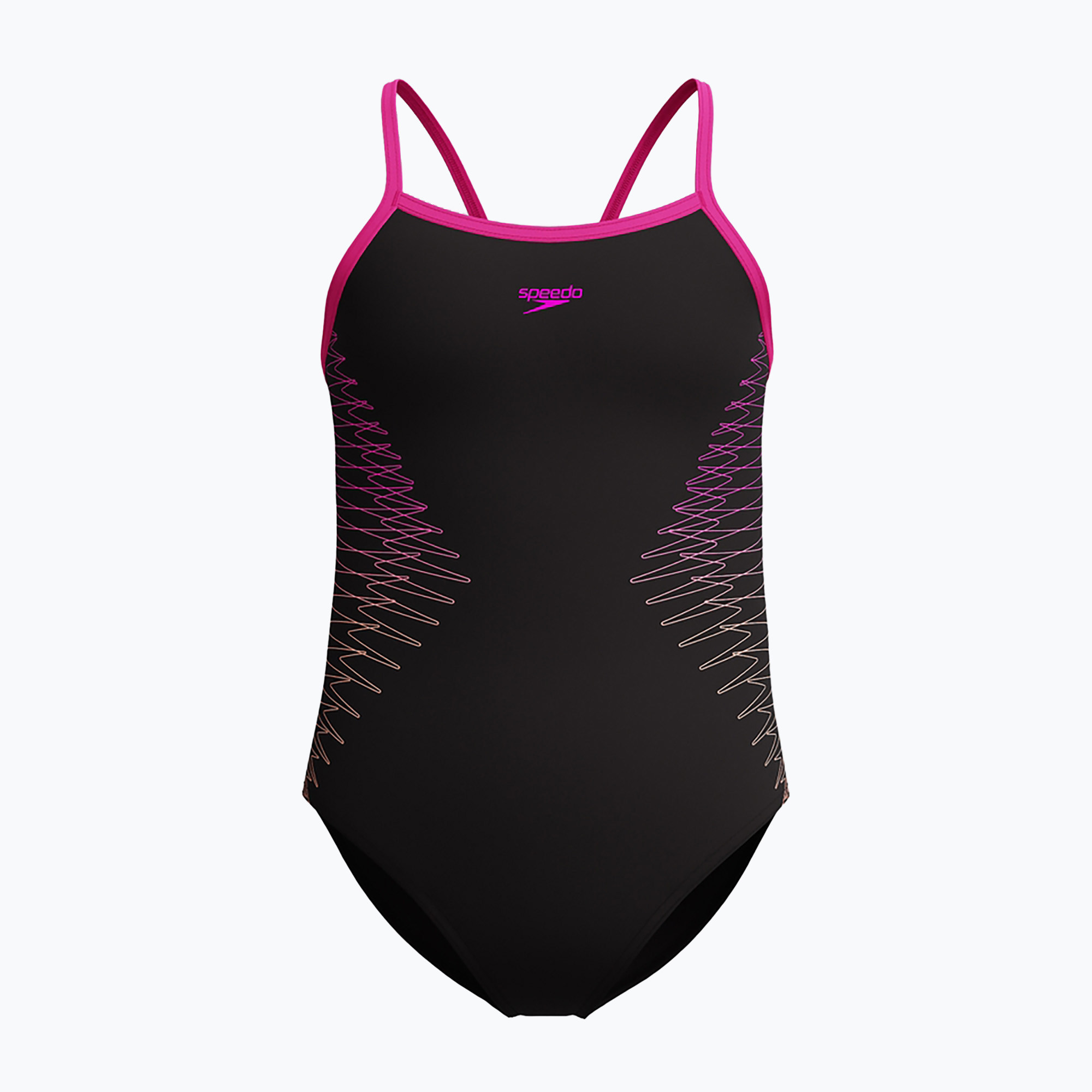 Costum de baie întreg pentru copii Speedo Platisol Placement Thinstrap Muscleback flare roz (Platisol Placement Thinstrap Muscleback 8-00374916012)