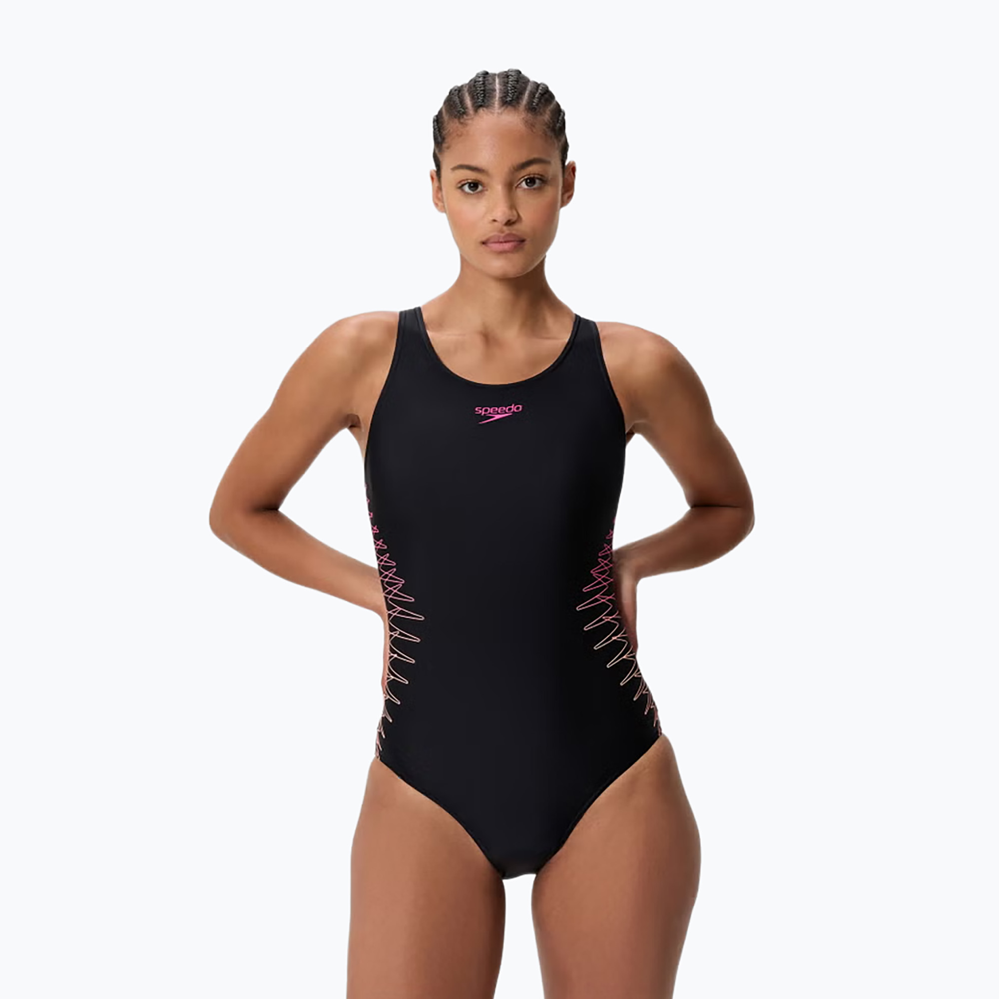 Дамски цял бански костюм Speedo Placement Muscleback anthracite