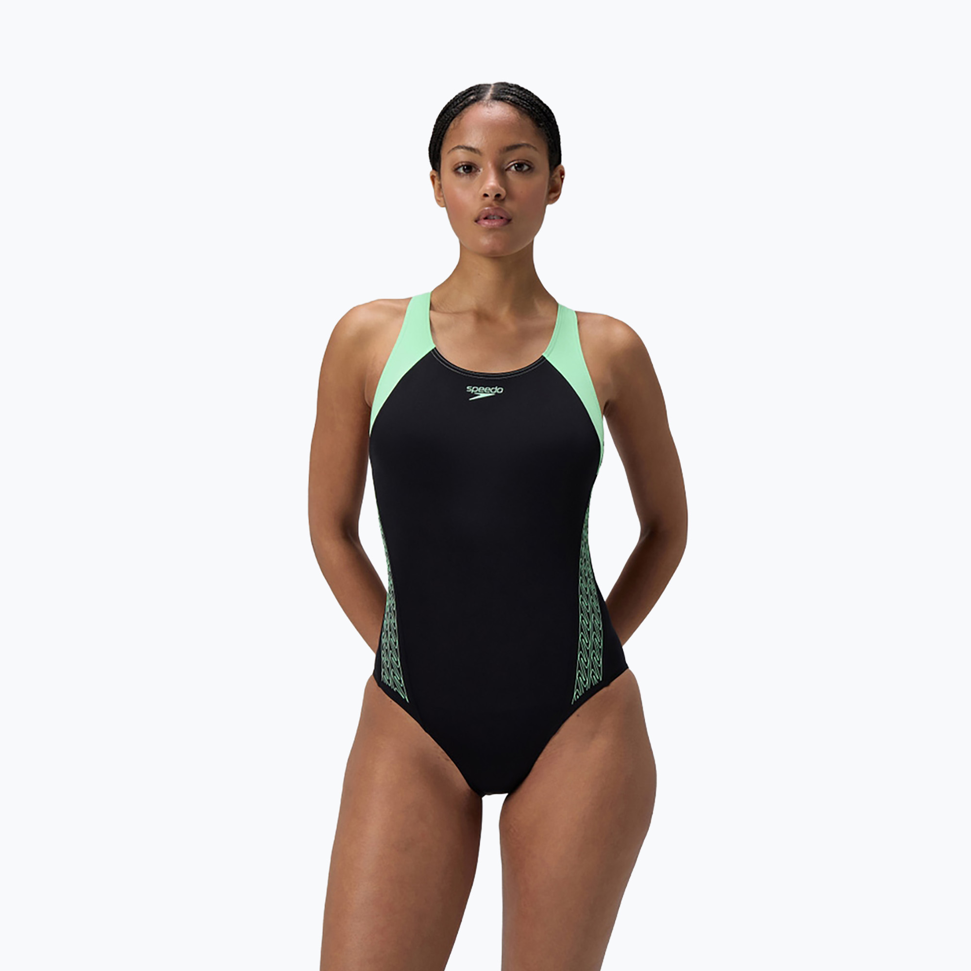 Дамски цял бански костюм Speedo HyperBoom Splice Racerback alfalfa green