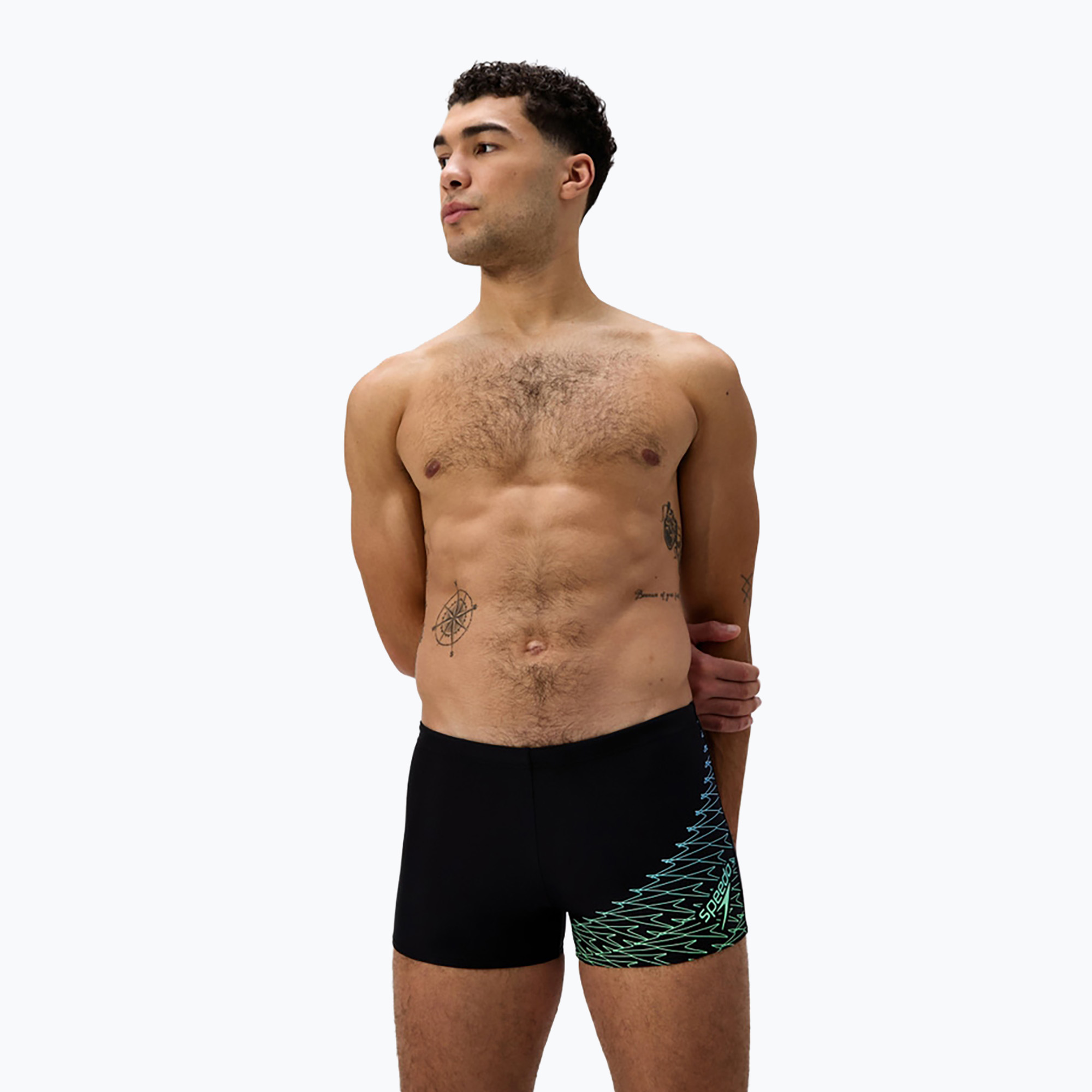 Мъжки боксерки за плуване Speedo Medley Logo Aquashort black/alfalfa green