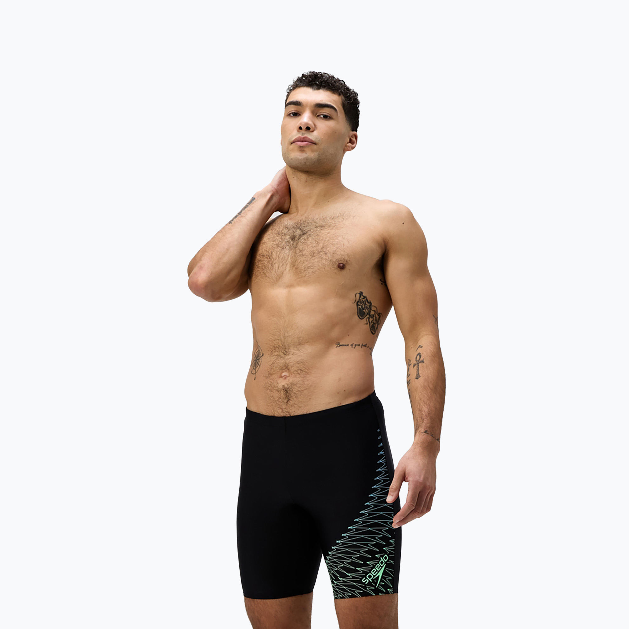 Speedo Medley Logo Swim Jammer nero/verde da uomo (30) (Medley Logo Jammer 8-1135518666)