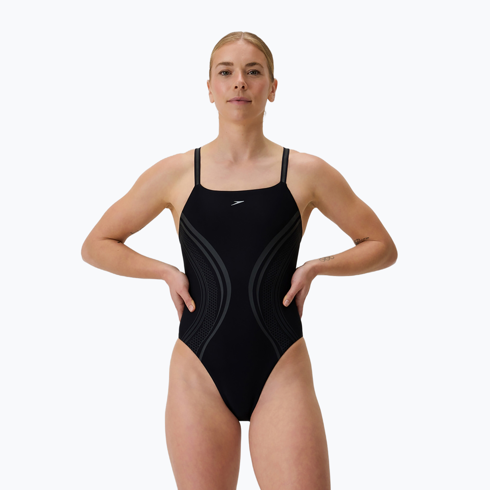 Дамски цял бански костюм Speedo Printed Active Back black