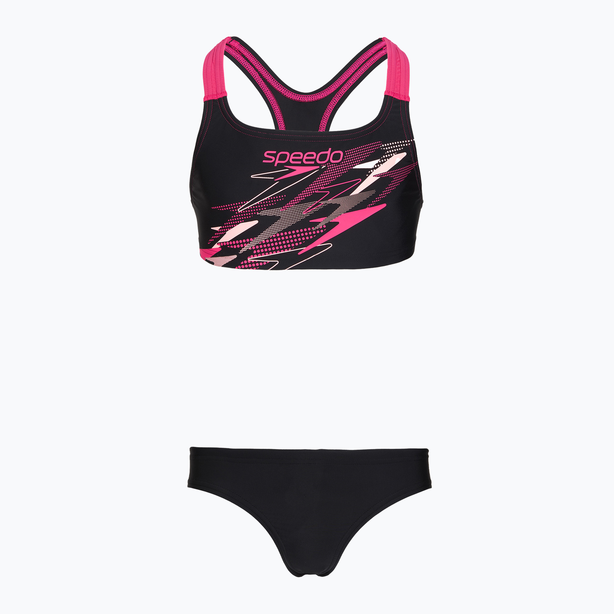 Детски бански костюм от две части Speedo Medley Logo Racerback 2pc anthracite/pink