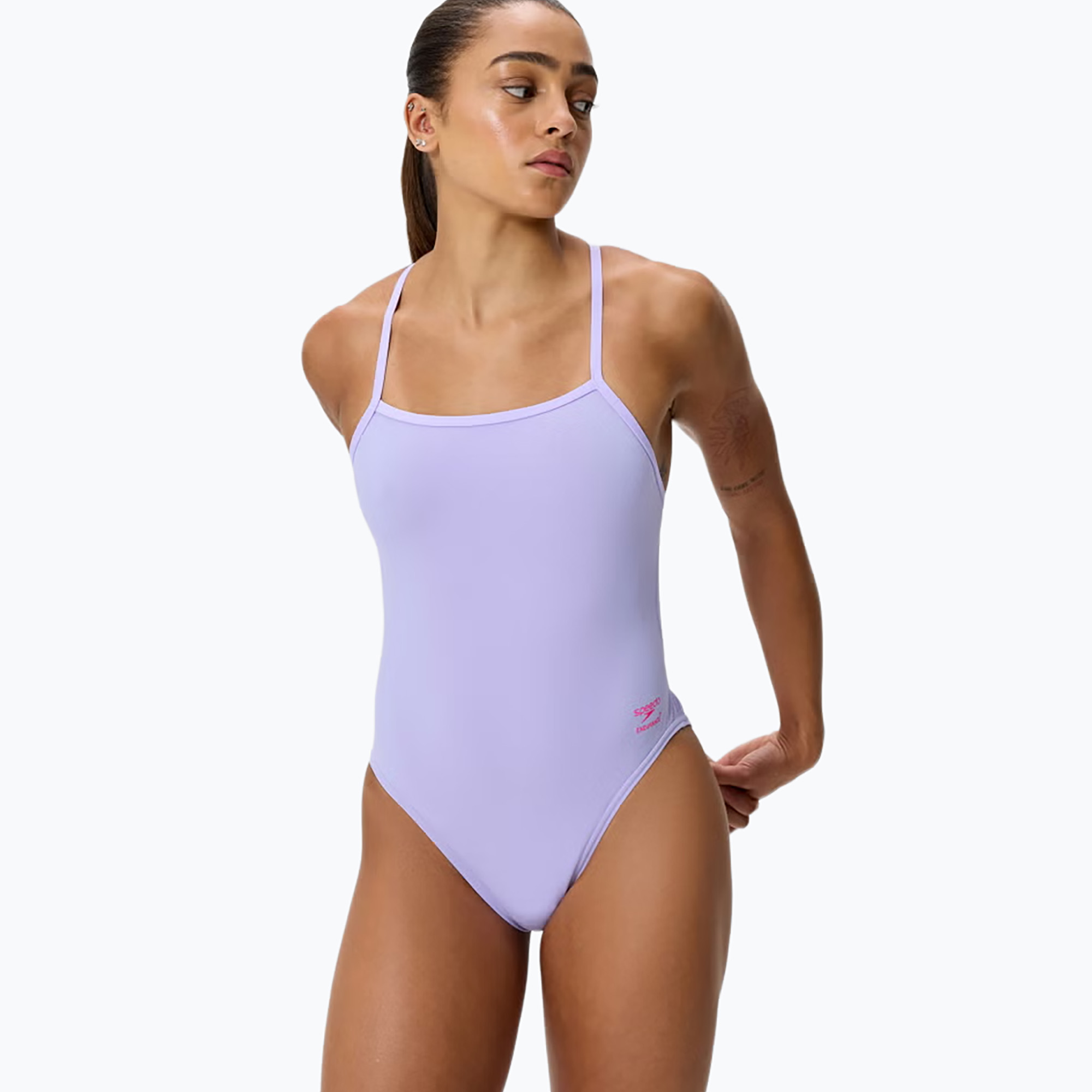 Дамски цял бански костюм Speedo FL Solid V-Back 2.0 bright lavender