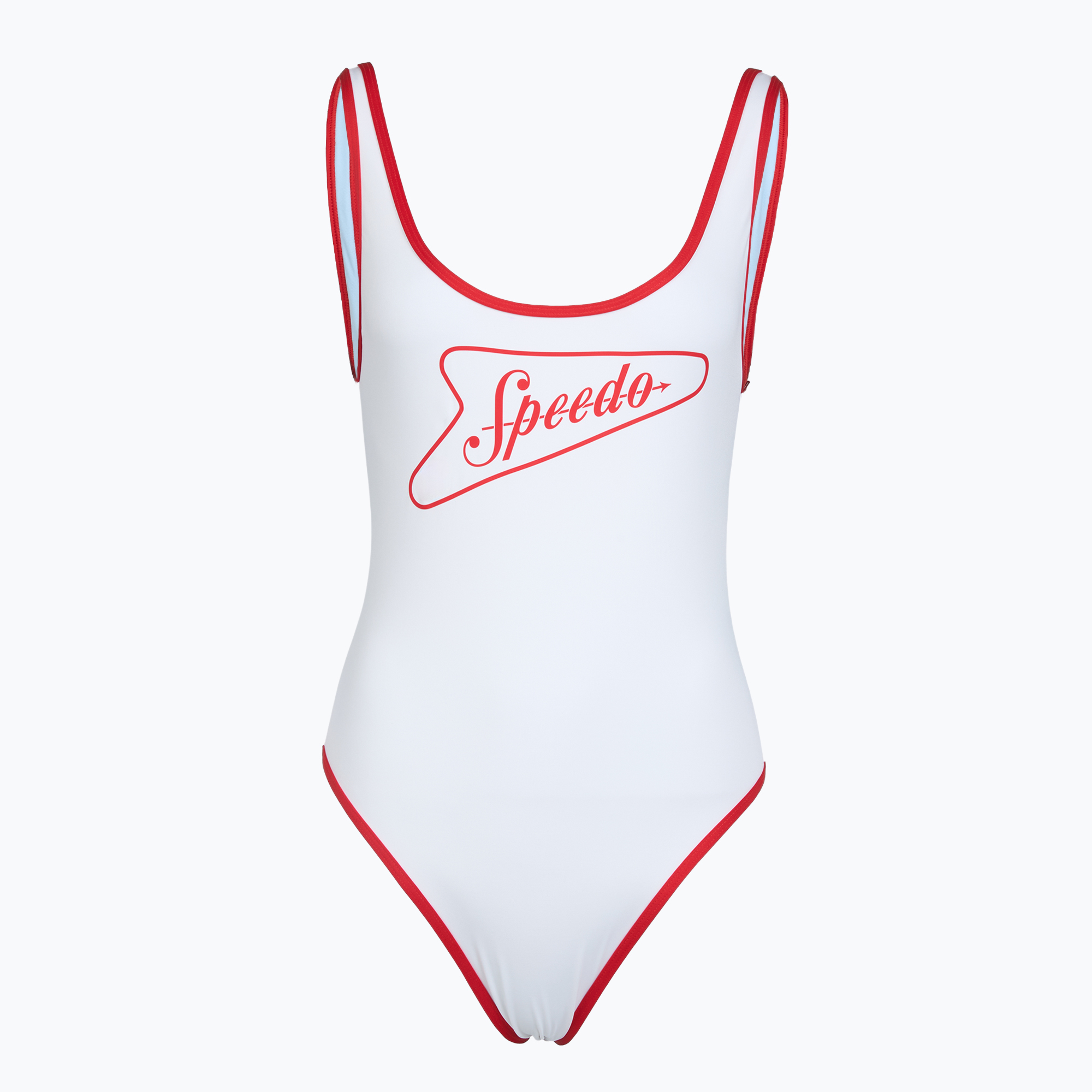 Дамски цял бански костюм Speedo Solid Bound Scoop high risk red/bright white